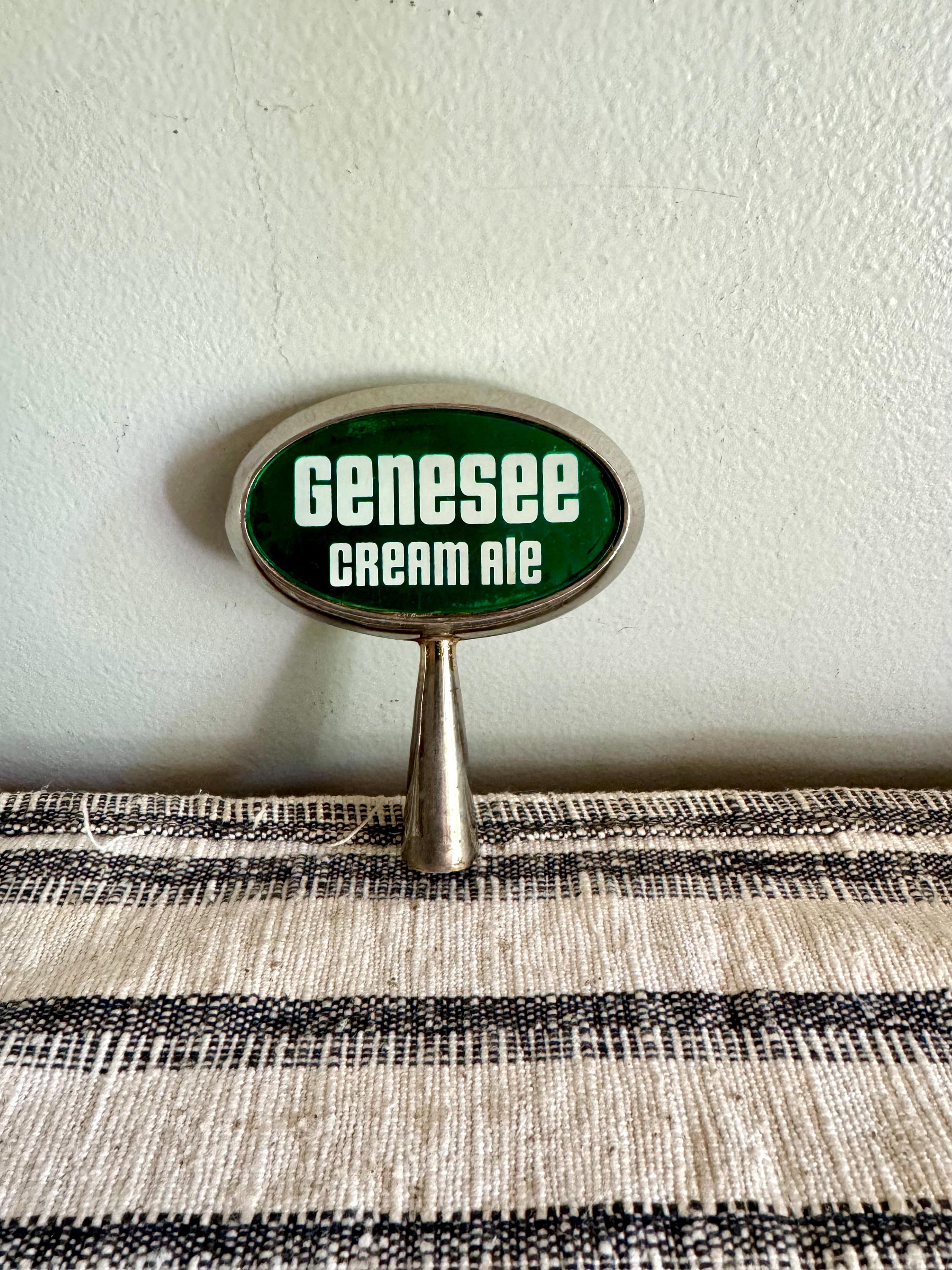 Genesee Creme Ale Beer Tab Handle | Oval Genesee Beer Tap Handle| Green and White Genesee Beer Tap Handle| Bar Tap | Genesee Beer Tap Handle