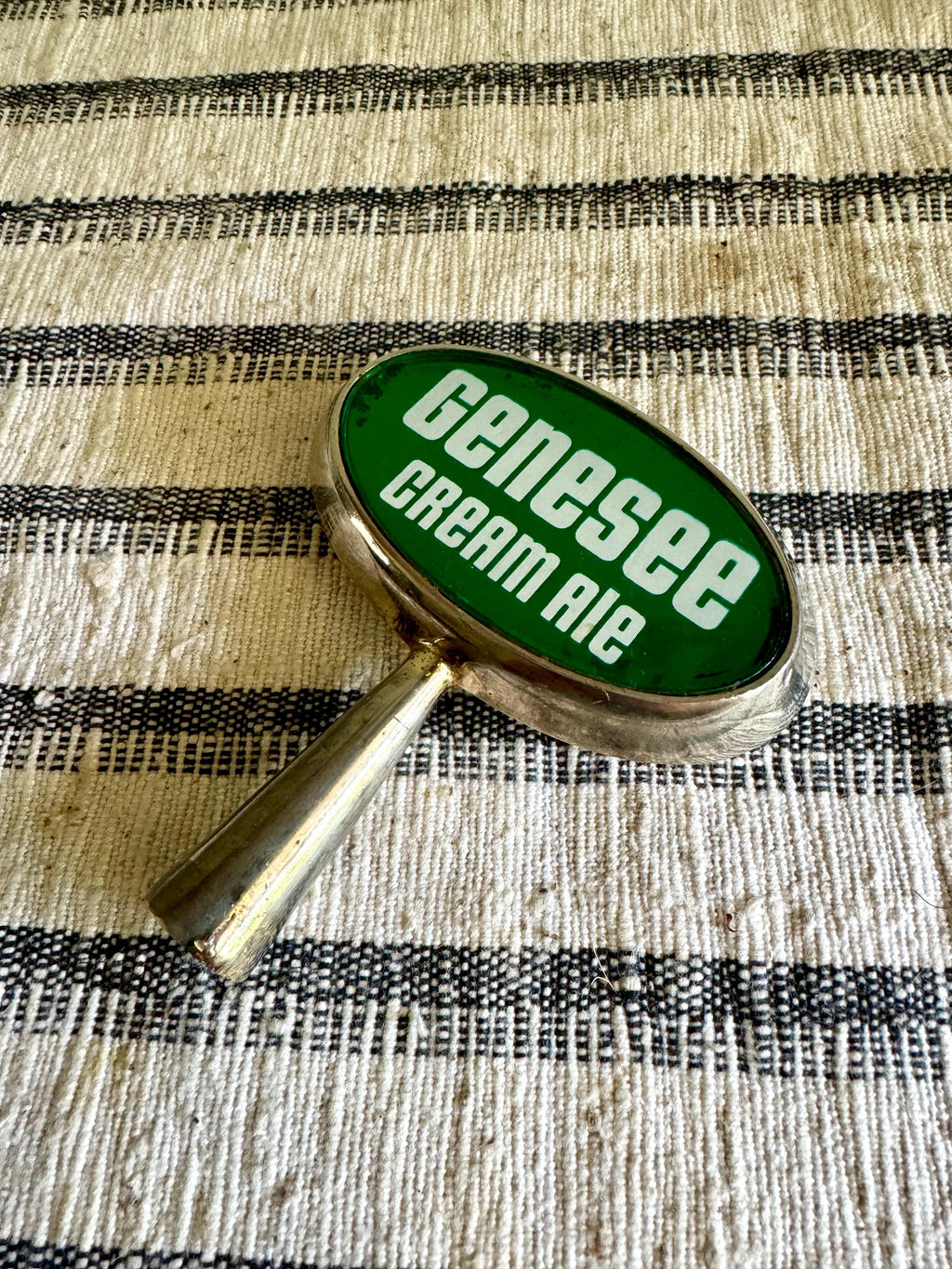 Genesee Creme Ale Beer Tab Handle | Oval Genesee Beer Tap Handle| Green and White Genesee Beer Tap Handle| Bar Tap | Genesee Beer Tap Handle