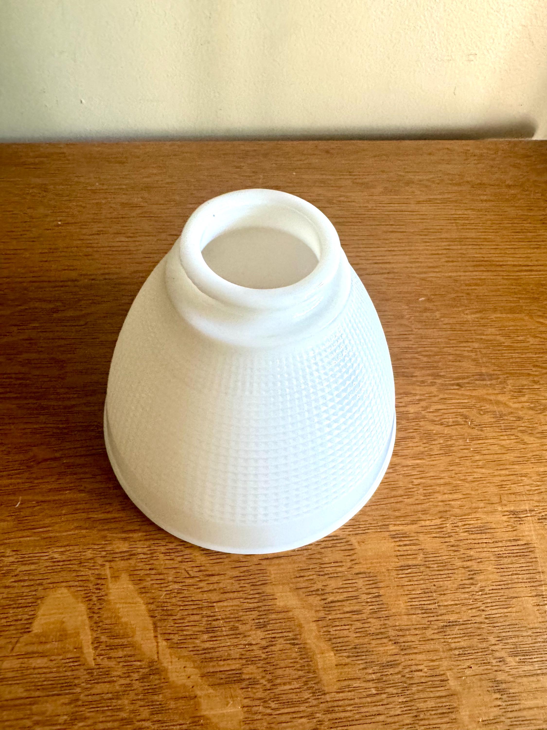 Vintage Milk Glass Lamp Shade | Corning Torchiere Diffuser | Stiffel Rembrandt Glass Shade | Small Waffle Pattern | 6"x 4 3/4"