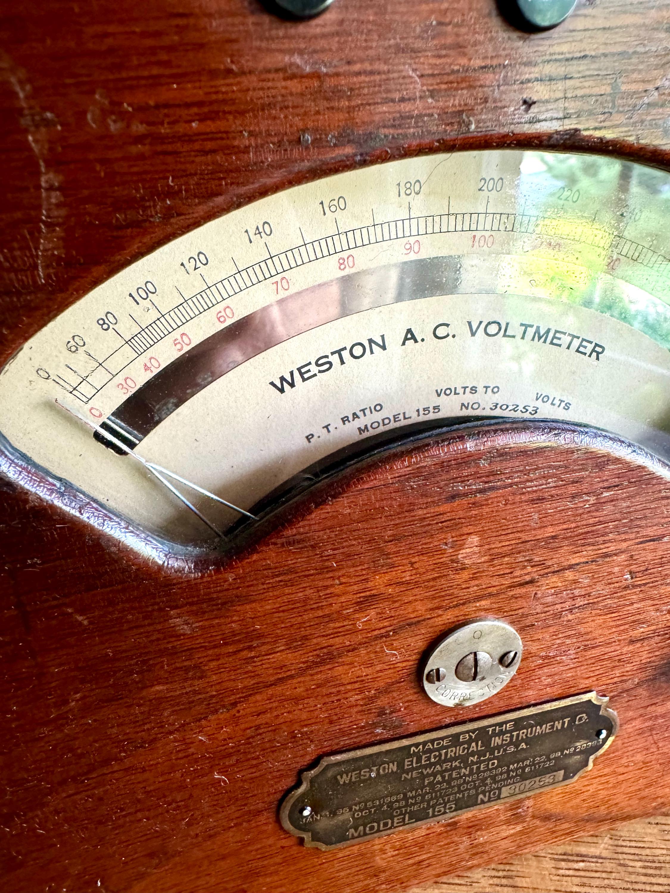 Antique Weston A.C. Volt Meter | Weston 155 A.C. Volt Gauge | Weston Model 155 | Weston Electrical Instruments Co. | Factory Testing Equip.