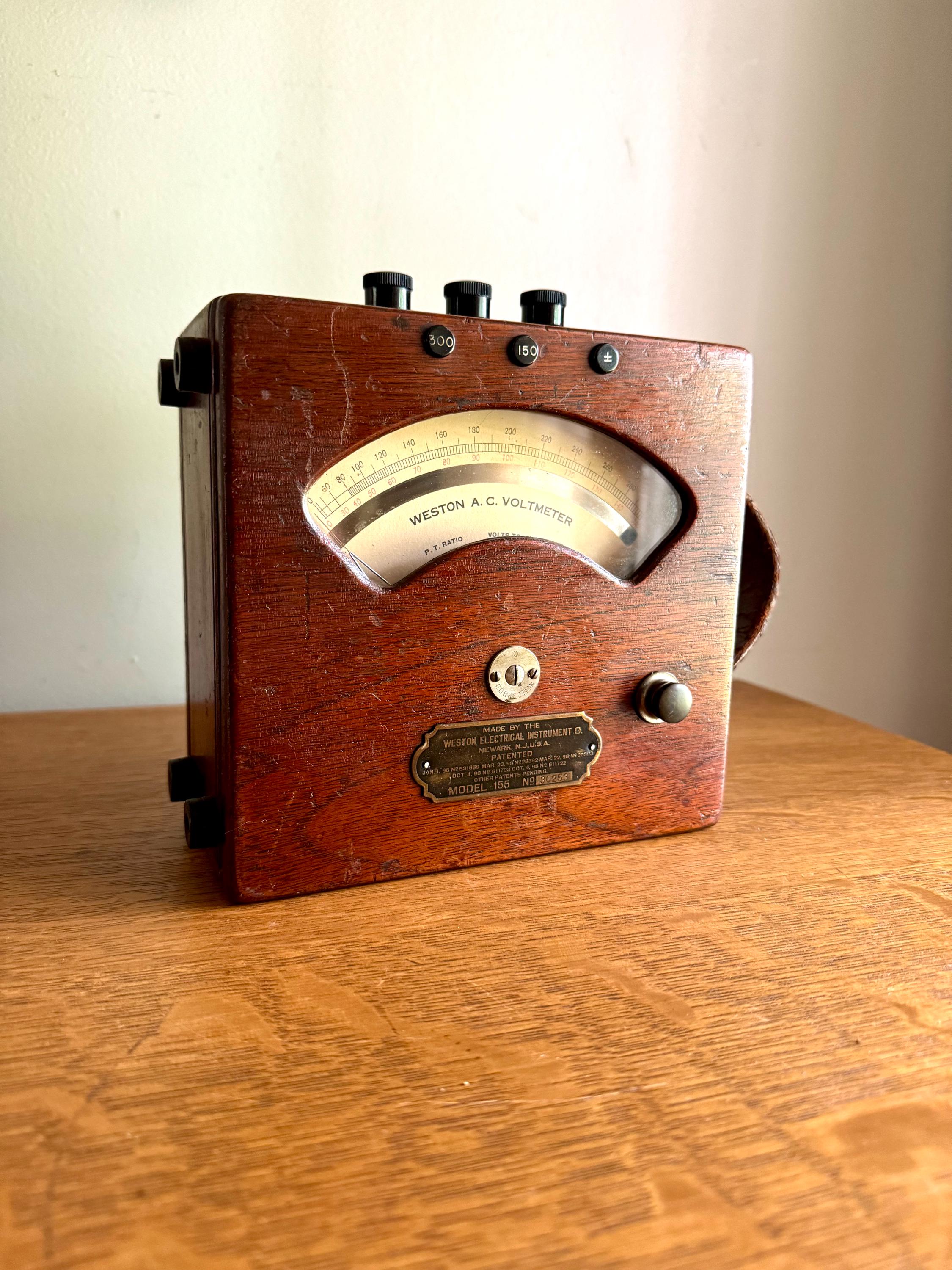 Antique Weston A.C. Volt Meter | Weston 155 A.C. Volt Gauge | Weston Model 155 | Weston Electrical Instruments Co. | Factory Testing Equip.