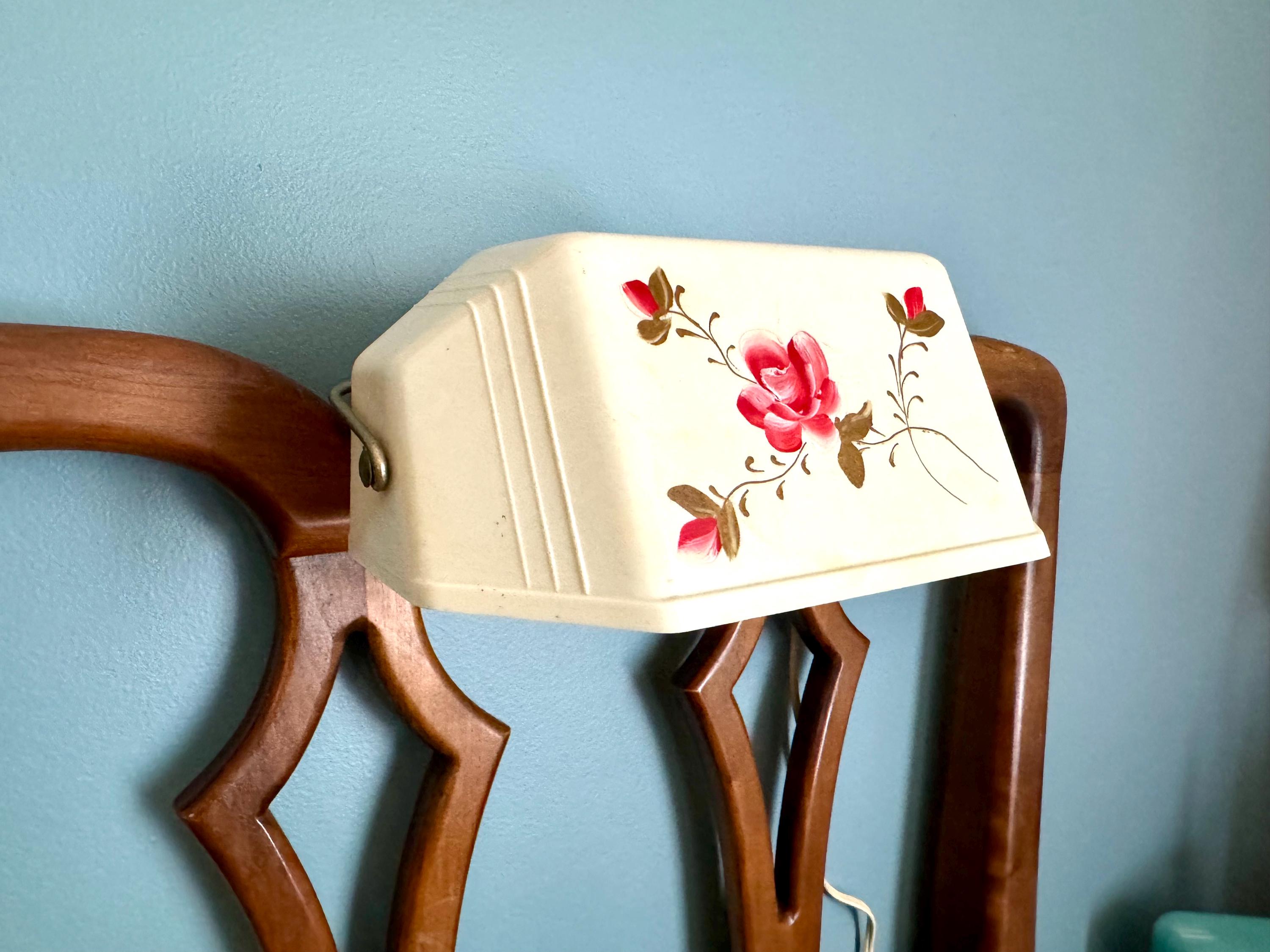 Vintage Mid Century Headboard Lamp | Floral Print Clip On Lamp | Bed Reading Lamp | Reading Lamp | Floral Headboard Reading Lamp