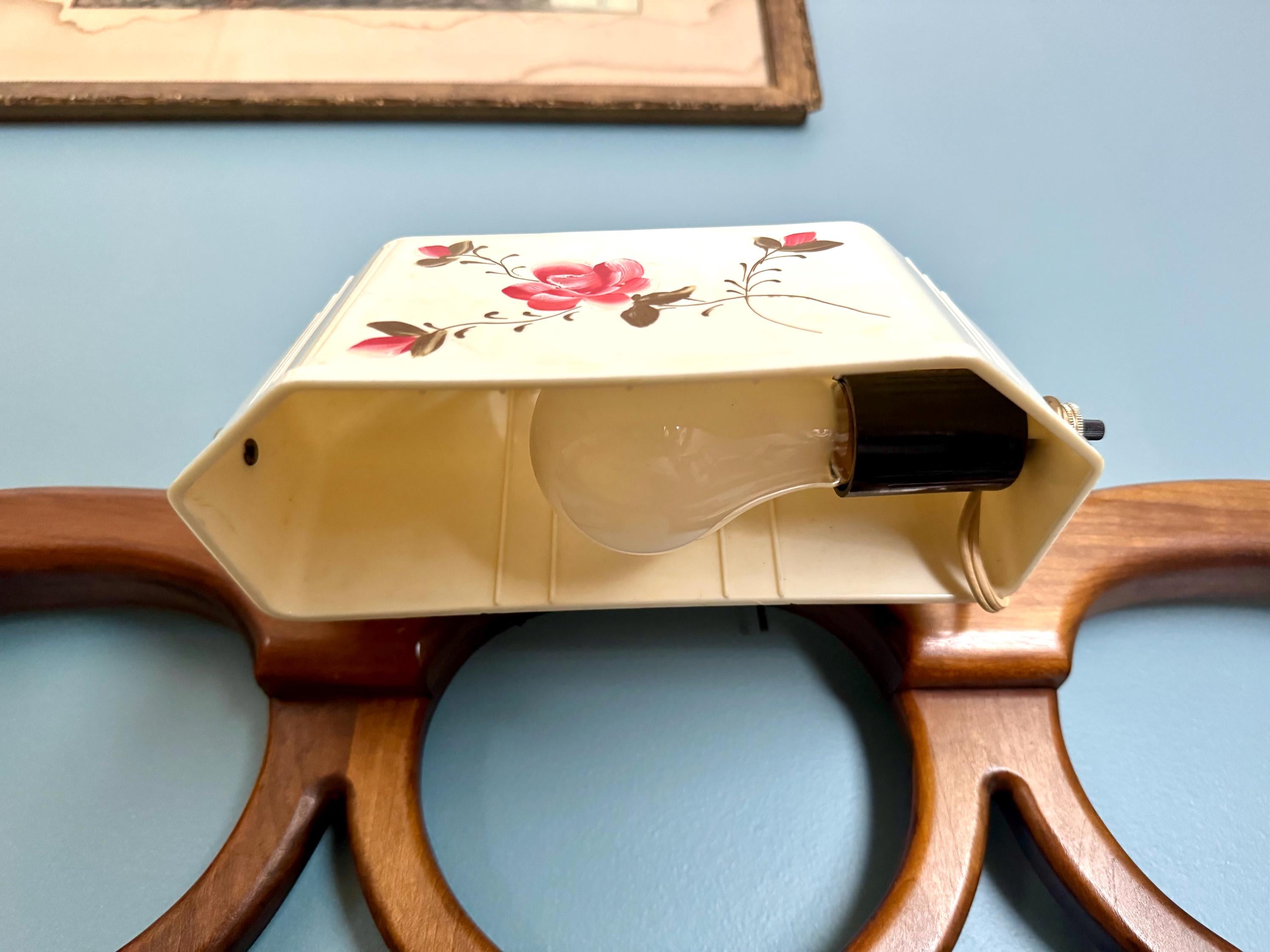 Vintage Mid Century Headboard Lamp | Floral Print Clip On Lamp | Bed Reading Lamp | Reading Lamp | Floral Headboard Reading Lamp