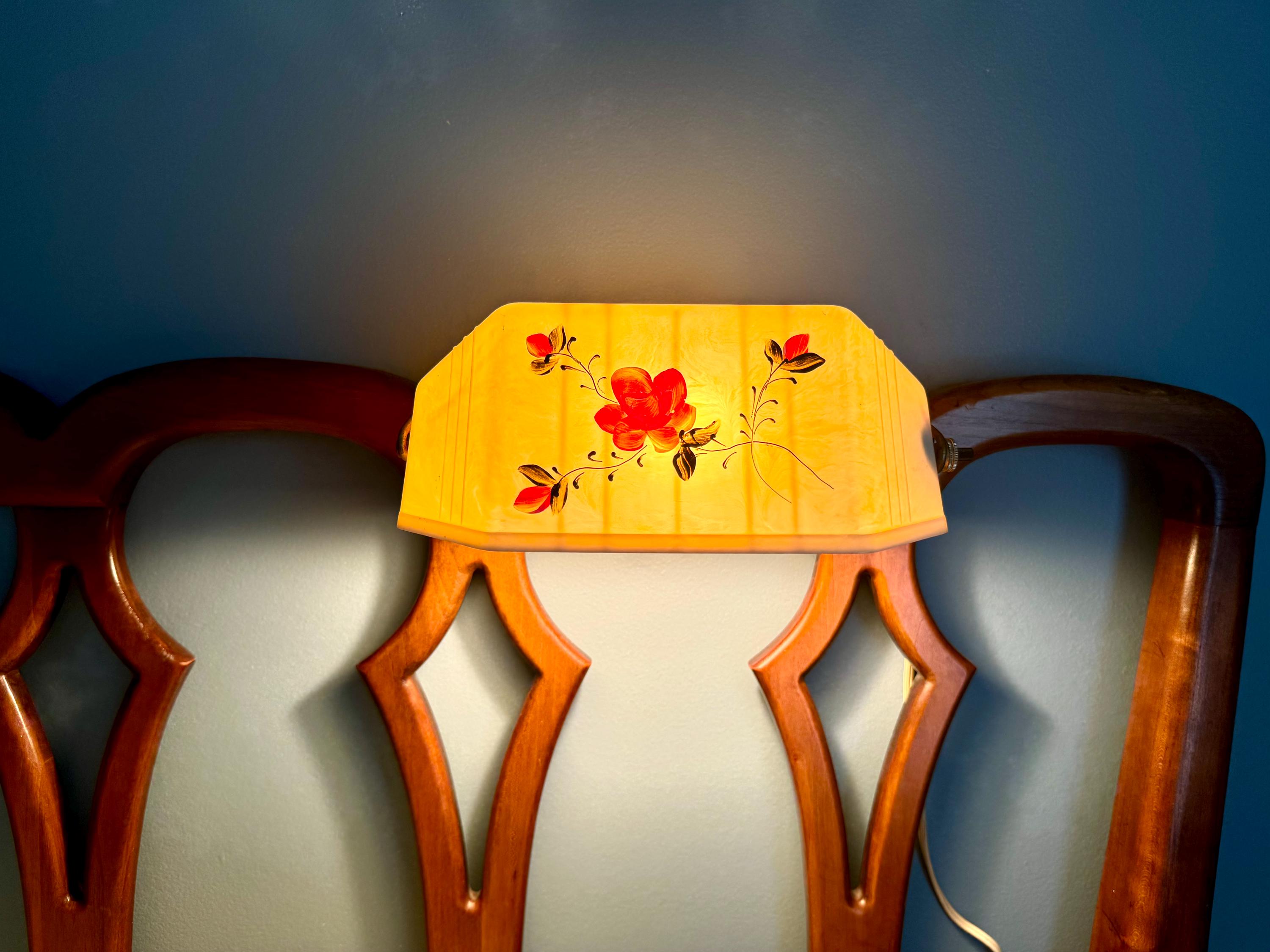 Vintage Mid Century Headboard Lamp | Floral Print Clip On Lamp | Bed Reading Lamp | Reading Lamp | Floral Headboard Reading Lamp