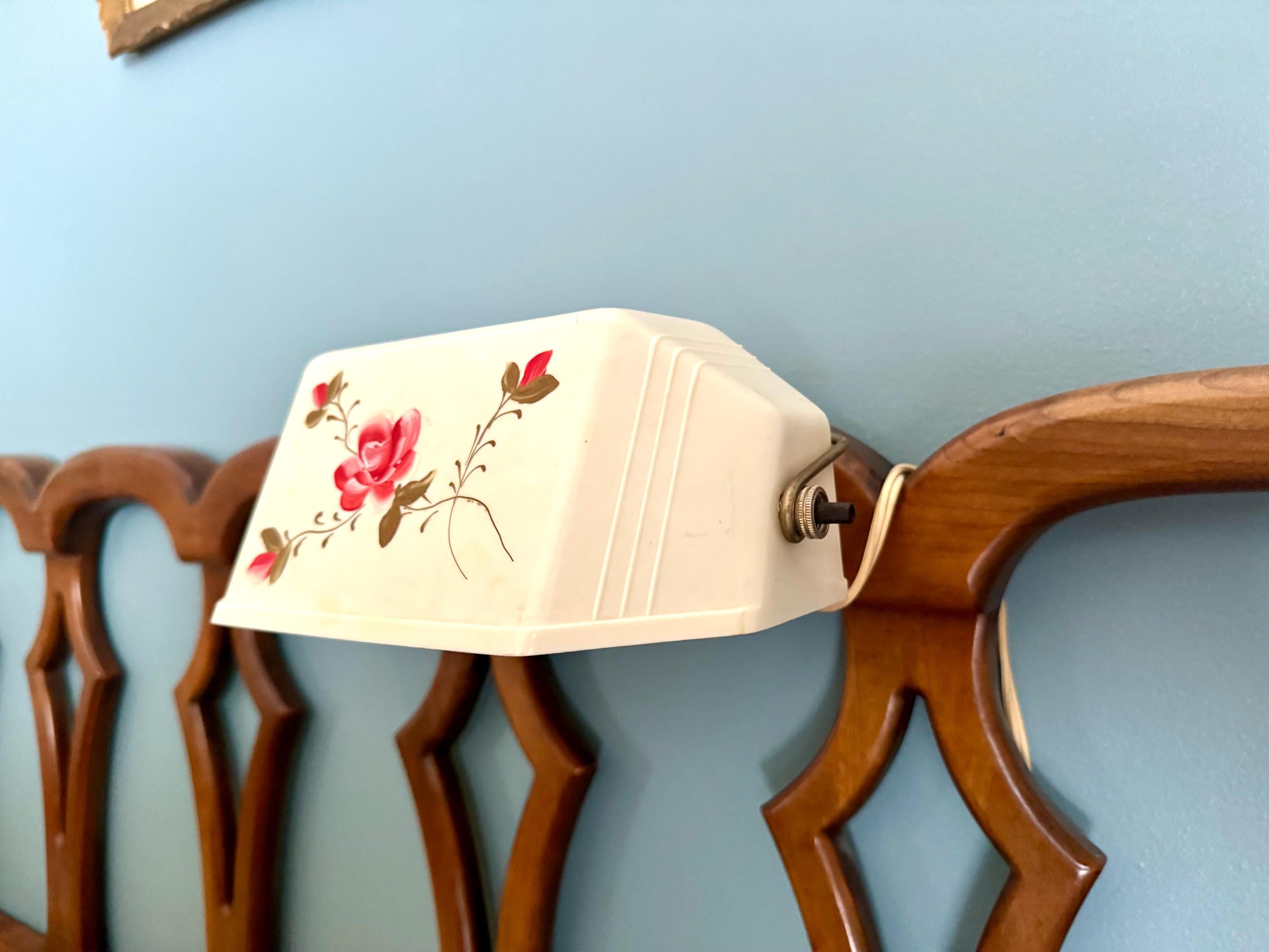 Vintage Mid Century Headboard Lamp | Floral Print Clip On Lamp | Bed Reading Lamp | Reading Lamp | Floral Headboard Reading Lamp