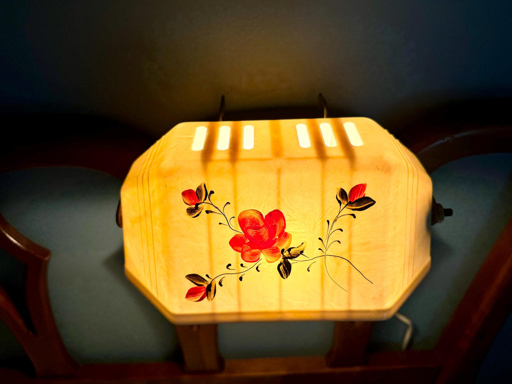 Vintage Mid Century Headboard Lamp | Floral Print Clip On Lamp | Bed Reading Lamp | Reading Lamp | Floral Headboard Reading Lamp