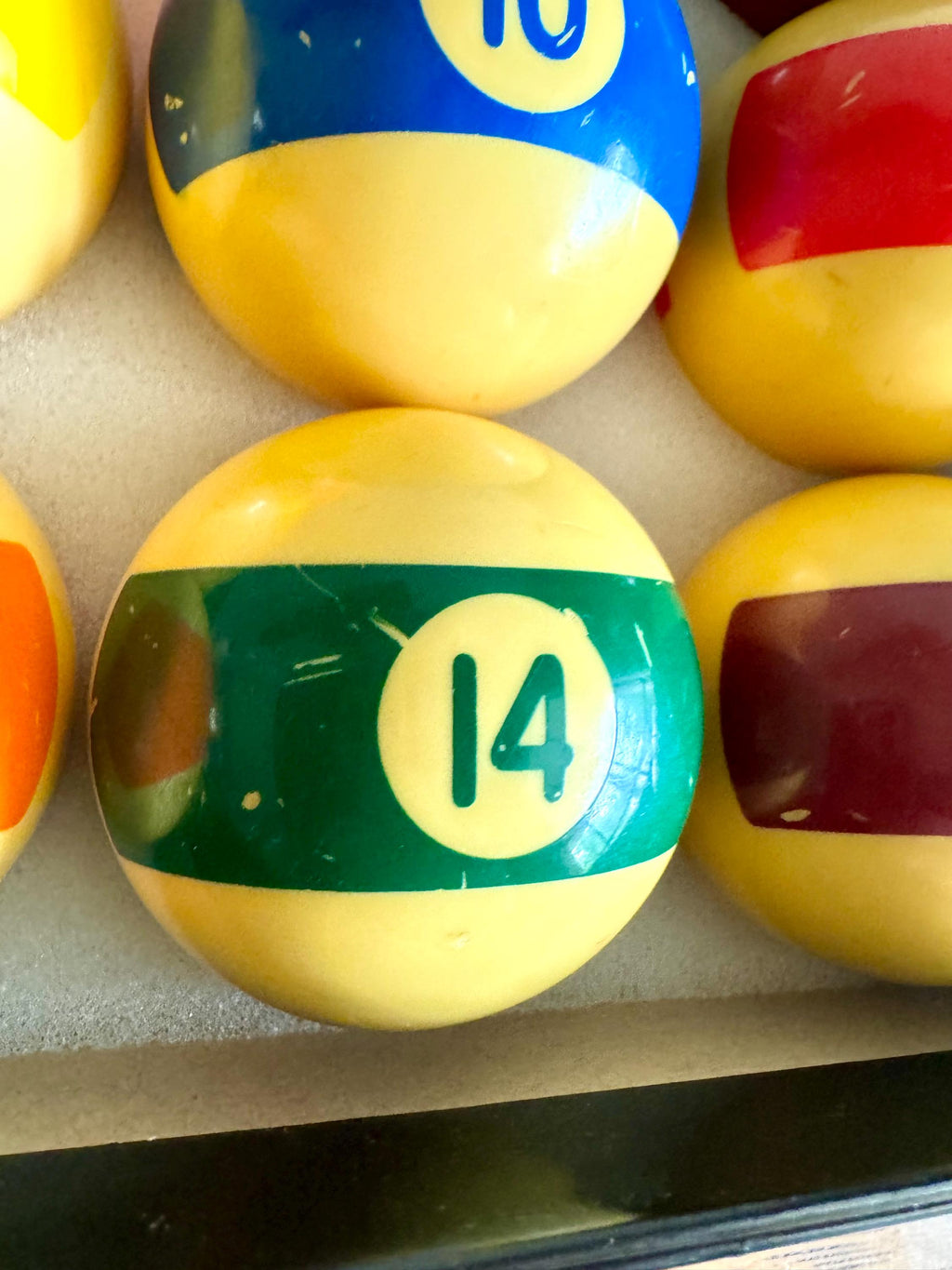 Vintage Complete Set of Broken Stripe Billiard Balls | Bakelite Pools Balls | Vintage Billiard Balls