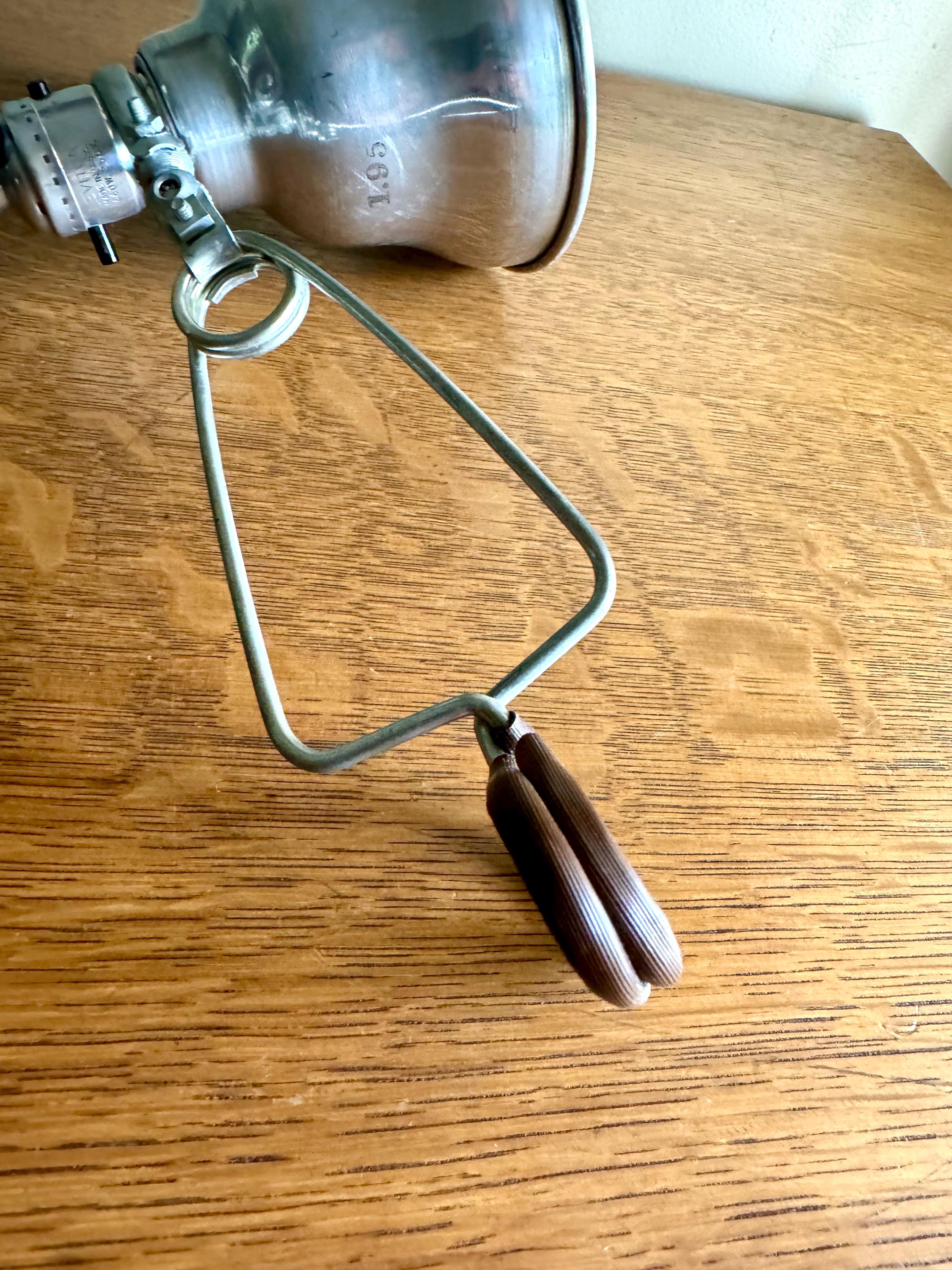 Vtg Aluminum Clamp Lamp | Wood Knob Clamp Lamp | Leviton Work Lamp | Photography Lamp | Spot lamp | Workstation Lamp
