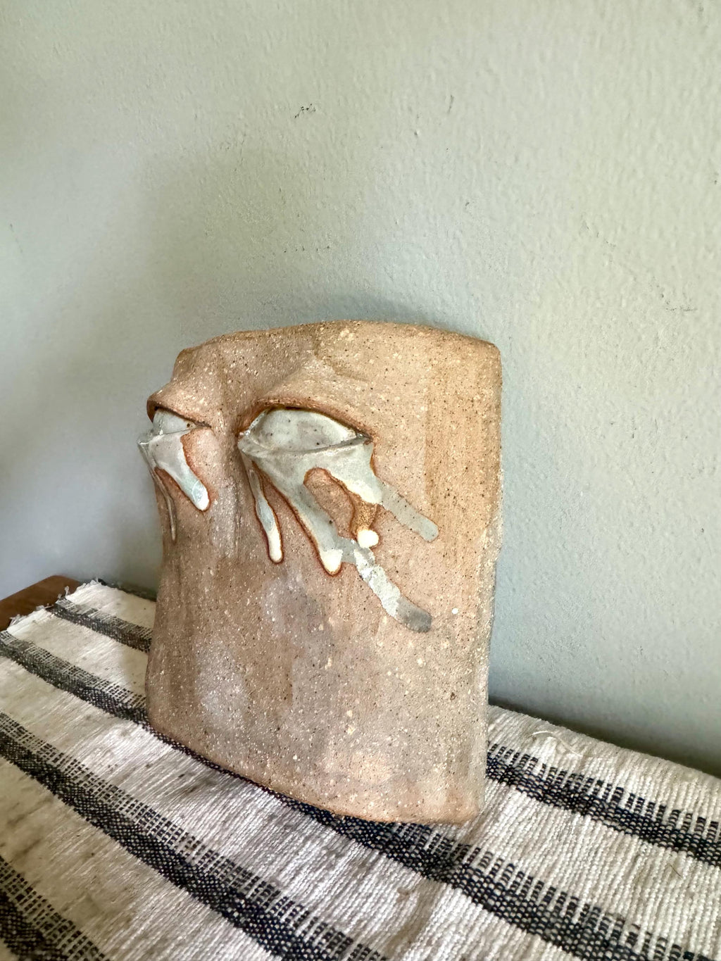 Handmade Pottery Face Wall Vase | Unique Wall Clay Face Vase | Hand Sculpted Abstract Face Vessel| Clay Wall Planter| Unique Pocket Vase Art