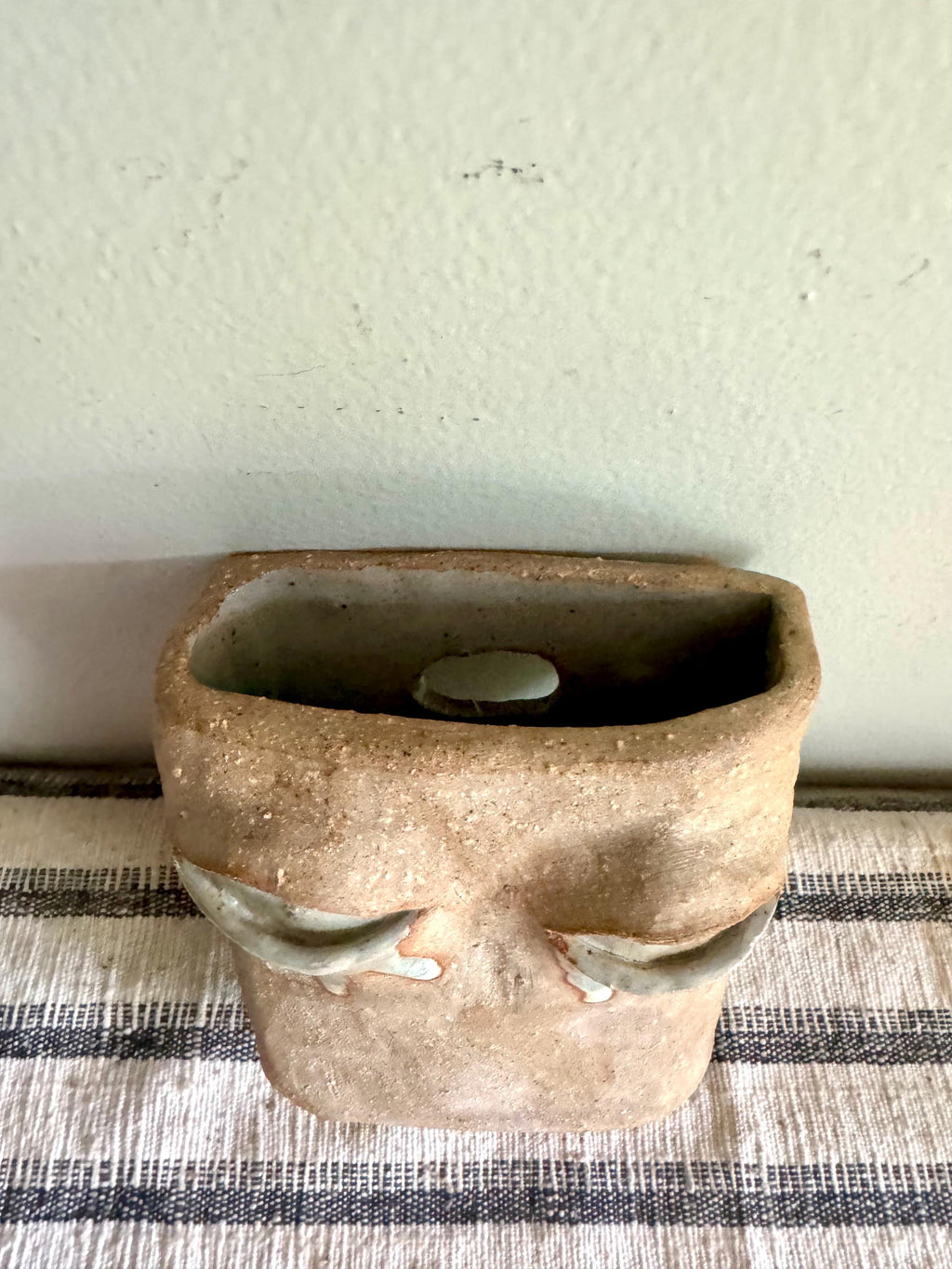 Handmade Pottery Face Wall Vase | Unique Wall Clay Face Vase | Hand Sculpted Abstract Face Vessel| Clay Wall Planter| Unique Pocket Vase Art