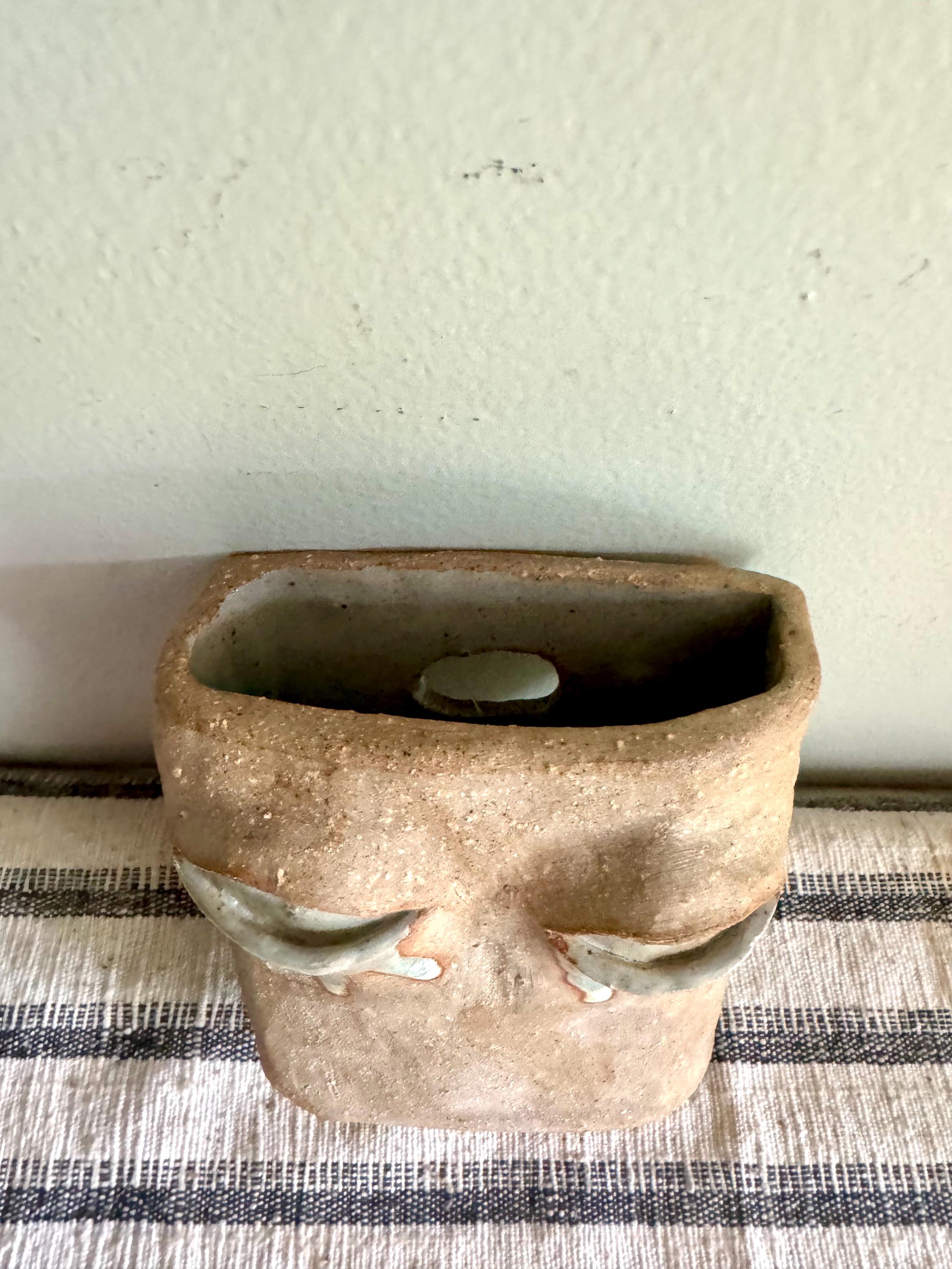 Handmade Pottery Face Wall Vase | Unique Wall Clay Face Vase | Hand Sculpted Abstract Face Vessel| Clay Wall Planter| Unique Pocket Vase Art