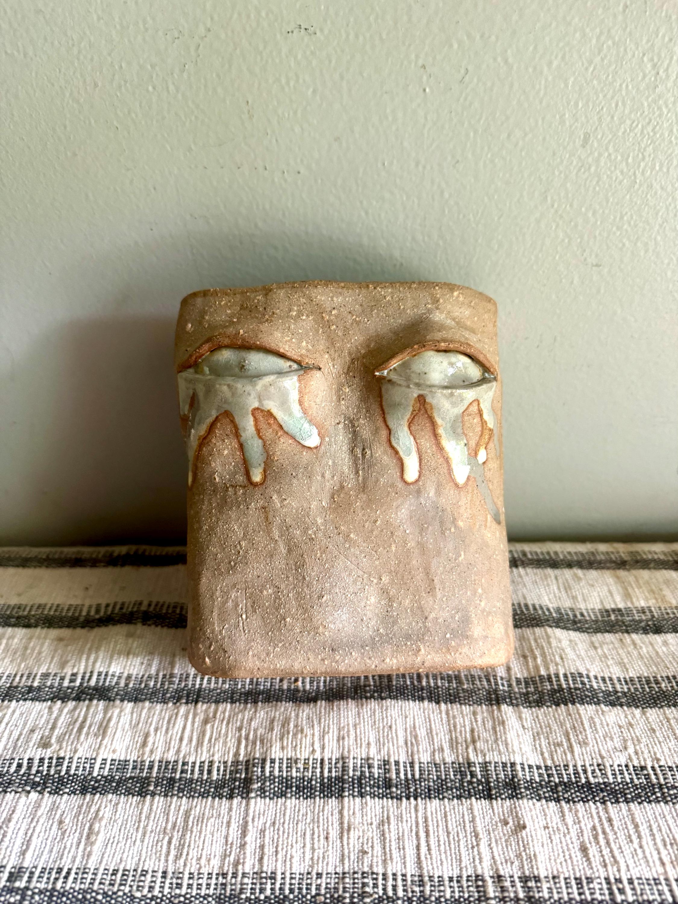 Handmade Pottery Face Wall Vase | Unique Wall Clay Face Vase | Hand Sculpted Abstract Face Vessel| Clay Wall Planter| Unique Pocket Vase Art