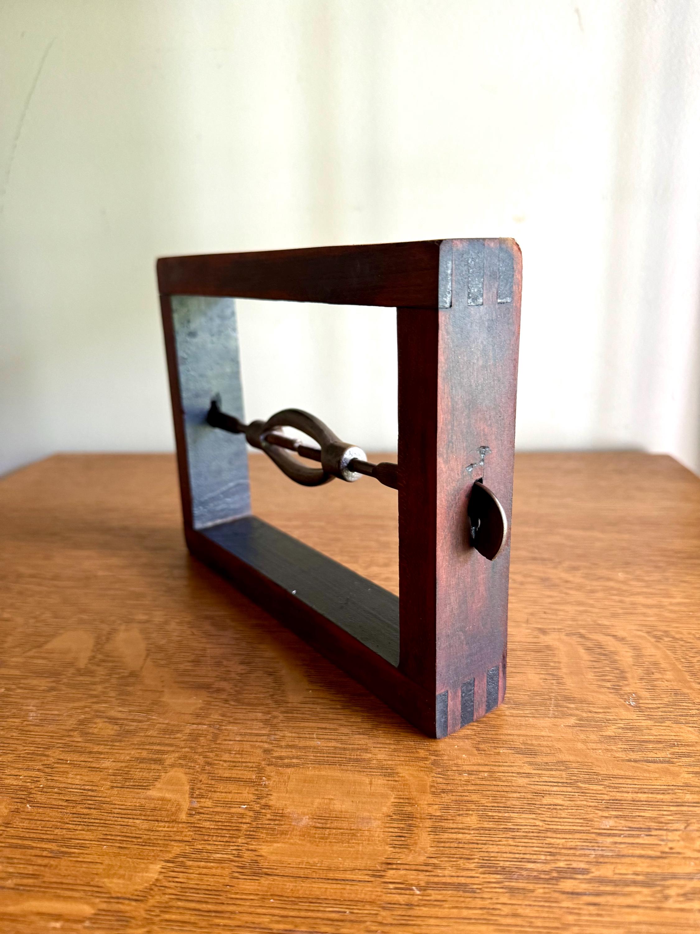 Antique Deboer Mfg. Bed Rail Clamp Block | Deboer Dovetailed Wood Block Clamp | Primitive Bed Frame Tightener | Stamped Bedstead Turnbuckle