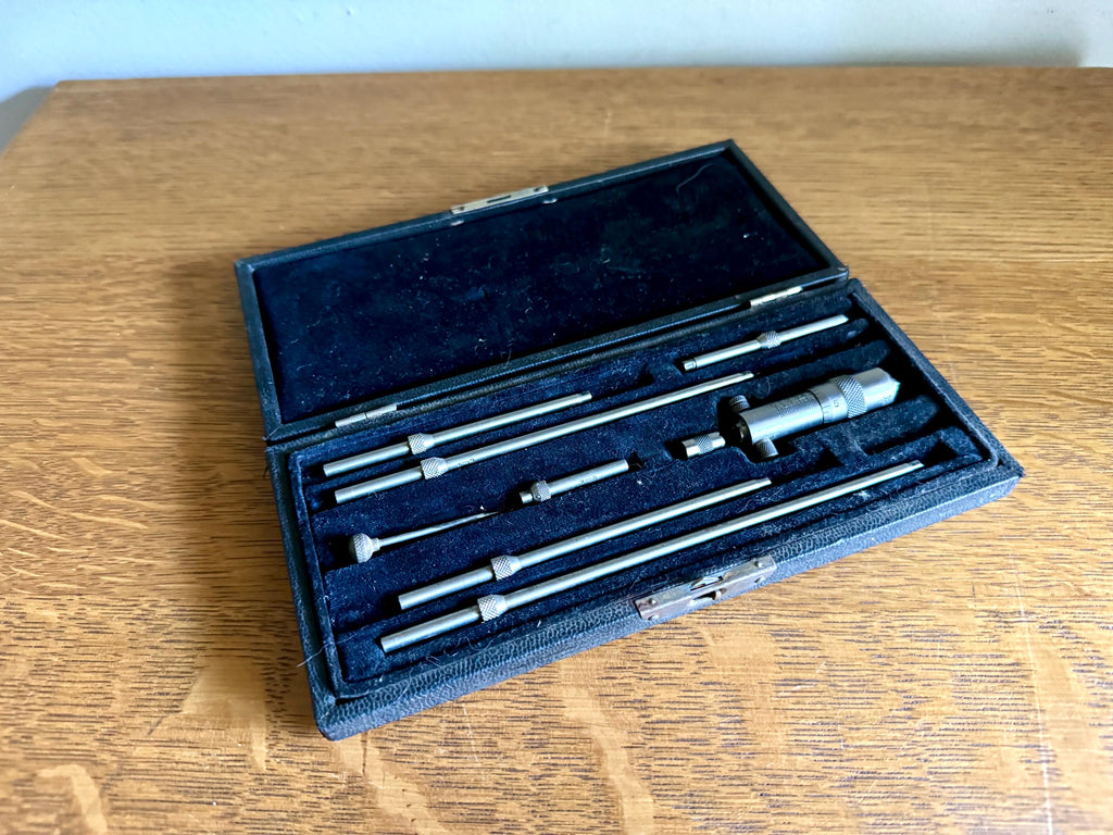 Vintage Starrett Inside Depth Micrometer l L.S. Starrett Inside Depth Micrometer Set | Antique Machinist Tool | Starrett Machinist Depth Set