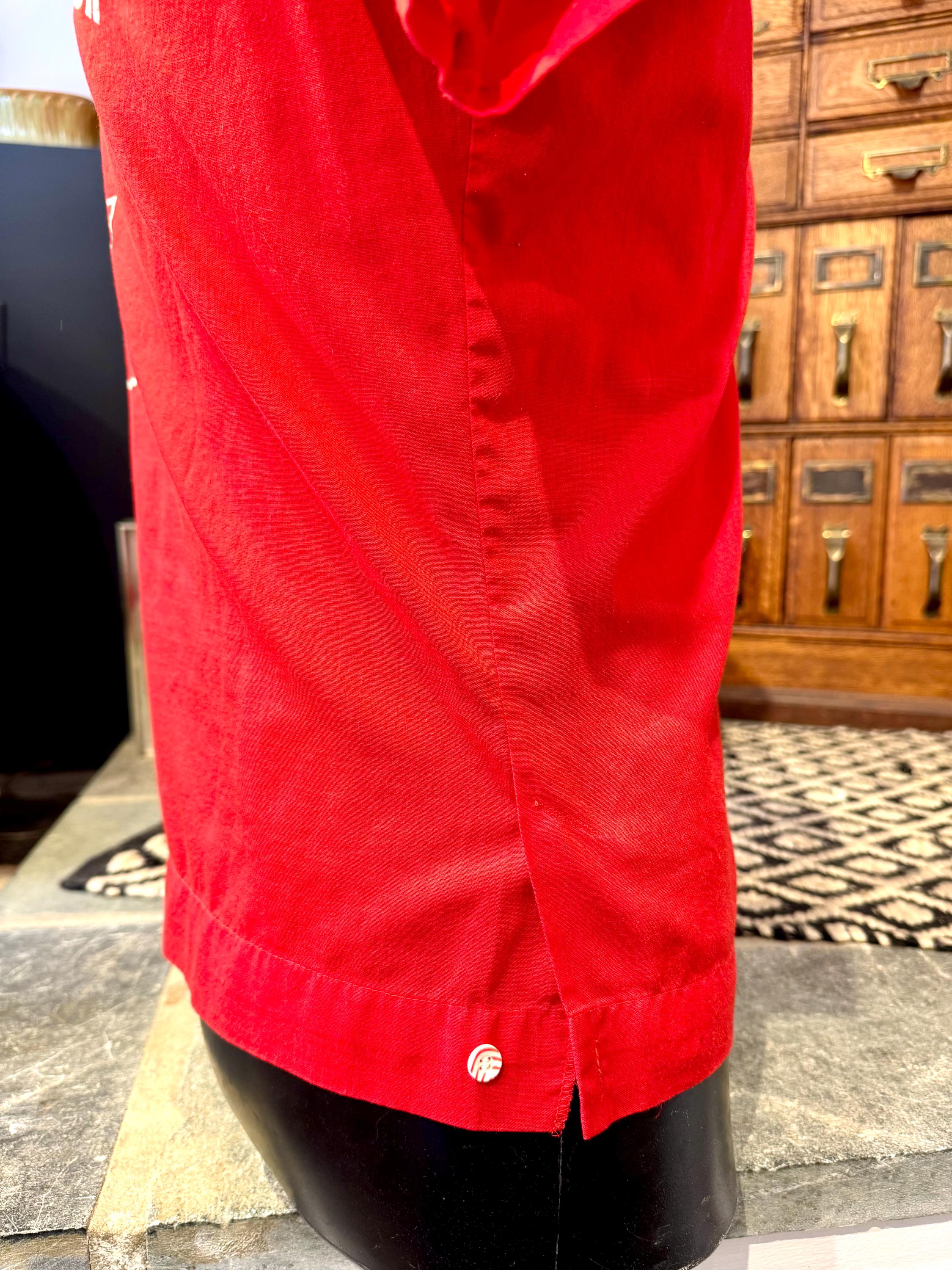 Vtg Embroidered Bowling Club Shirt | Red and White 50's Bowling Shirt | King Louie Bowling Shirt (M) John's Shirt | Chain Stitched Shirt