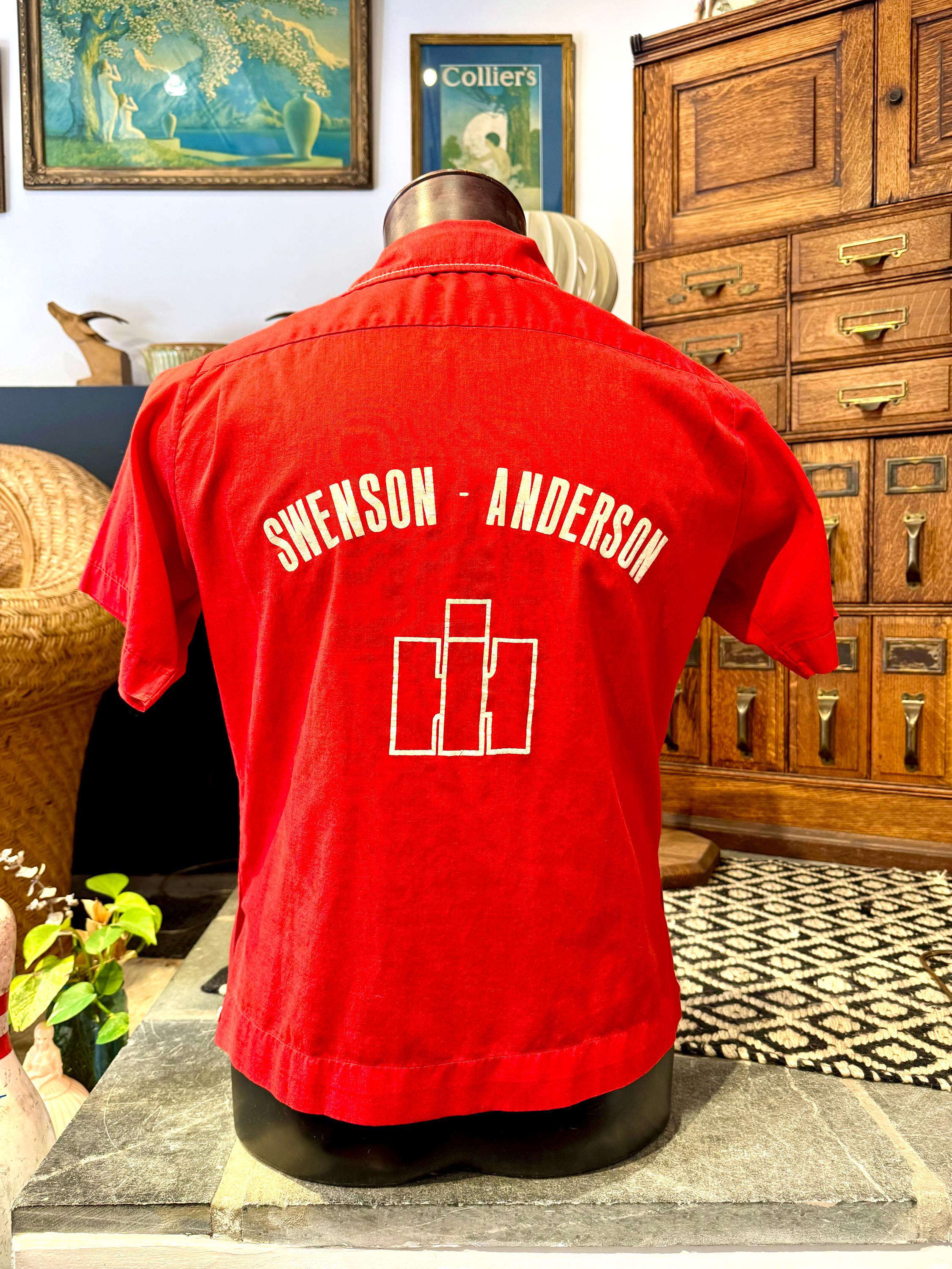 Vtg Embroidered Bowling Club Shirt | Red and White 50's Bowling Shirt | King Louie Bowling Shirt (M) John's Shirt | Chain Stitched Shirt