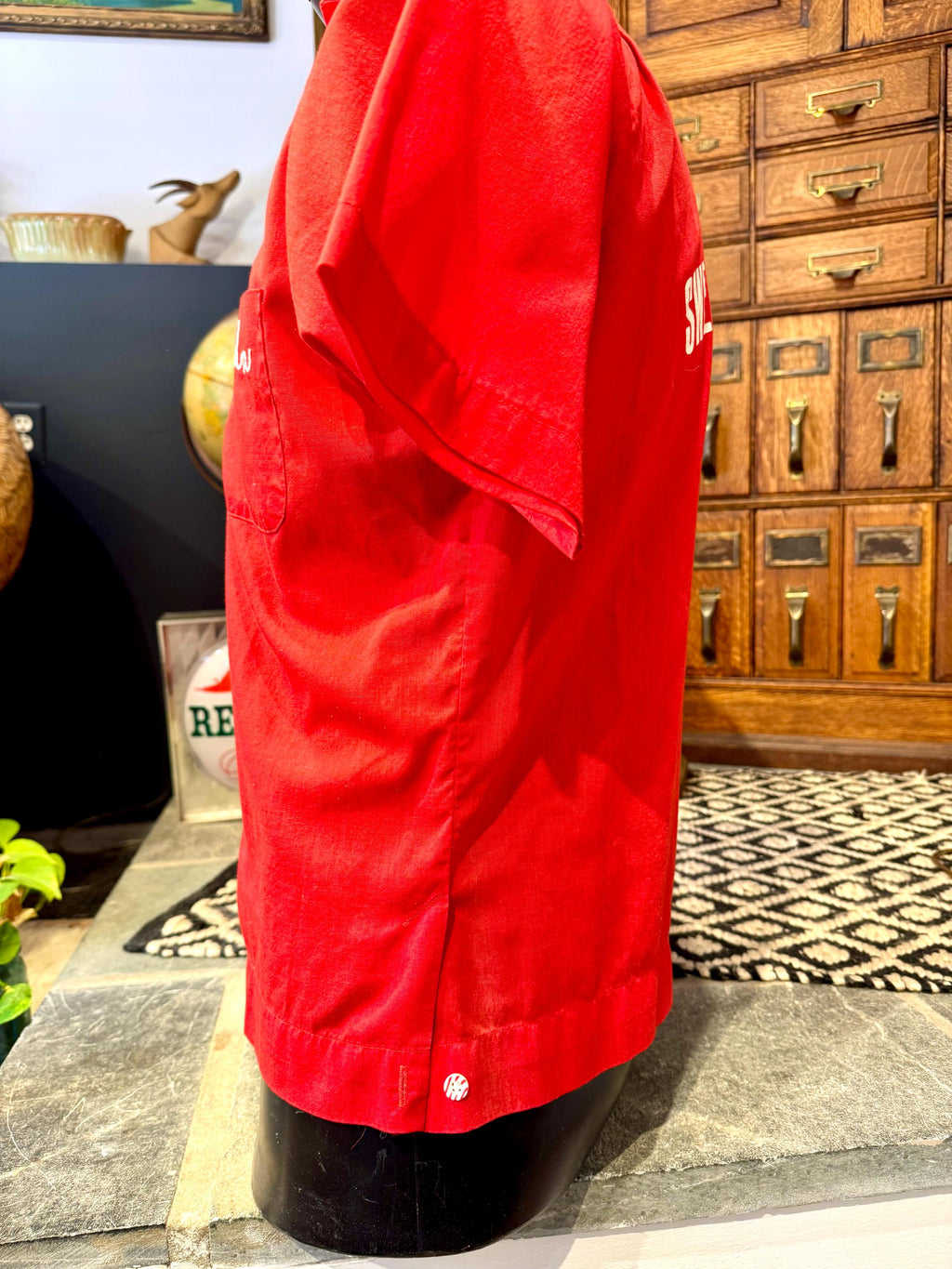 Vtg Embroidered Bowling Club Shirt | Red and White 50's Bowling Shirt | King Louie Bowling Shirt (M) John's Shirt | Chain Stitched Shirt