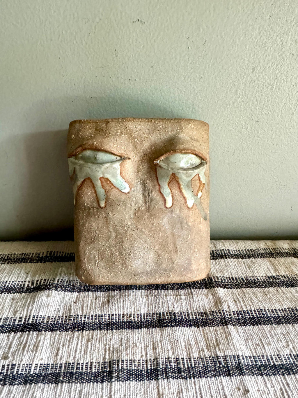 Handmade Pottery Face Wall Vase | Unique Wall Clay Face Vase | Hand Sculpted Abstract Face Vessel| Clay Wall Planter| Unique Pocket Vase Art
