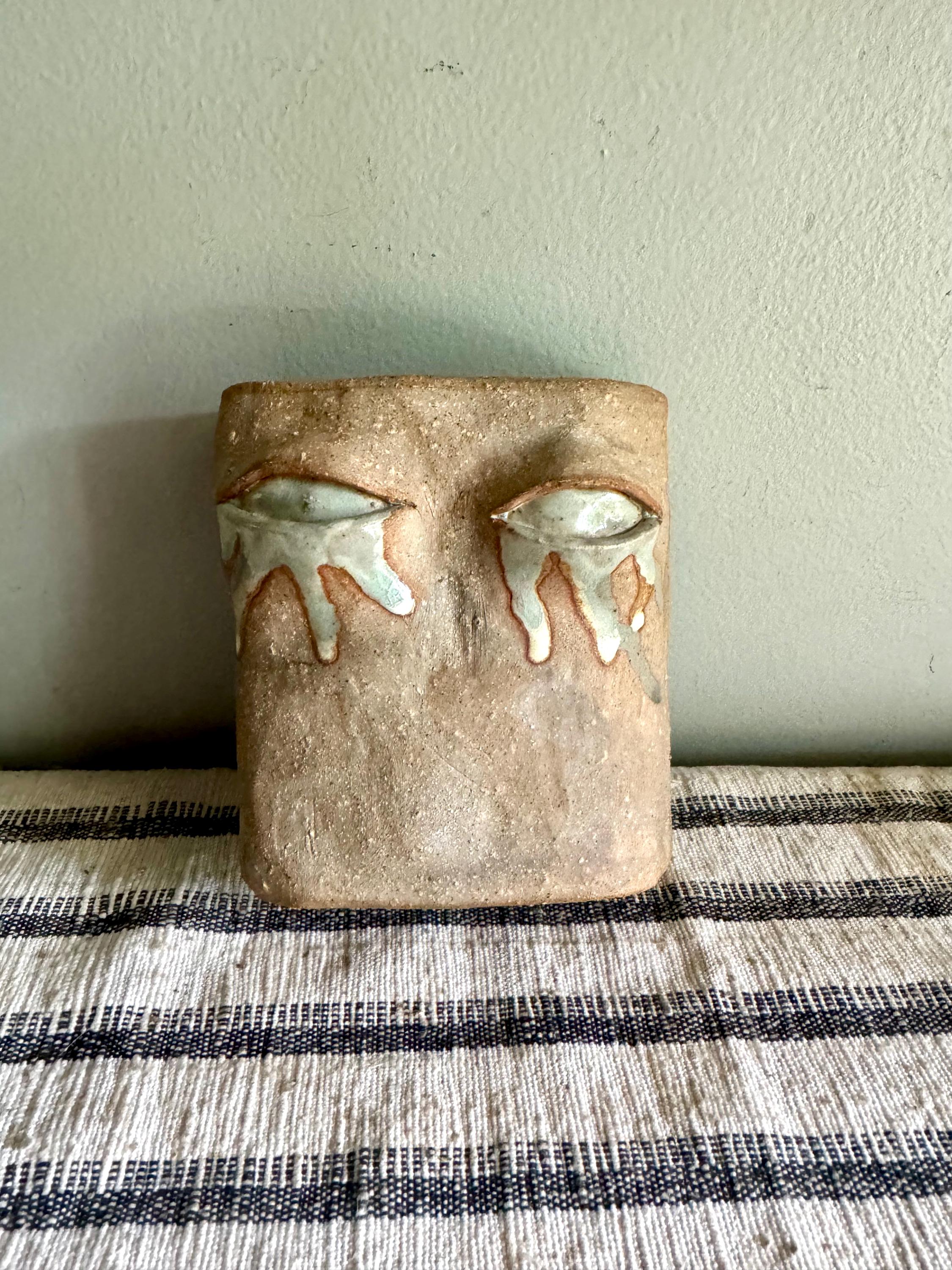 Handmade Pottery Face Wall Vase | Unique Wall Clay Face Vase | Hand Sculpted Abstract Face Vessel| Clay Wall Planter| Unique Pocket Vase Art