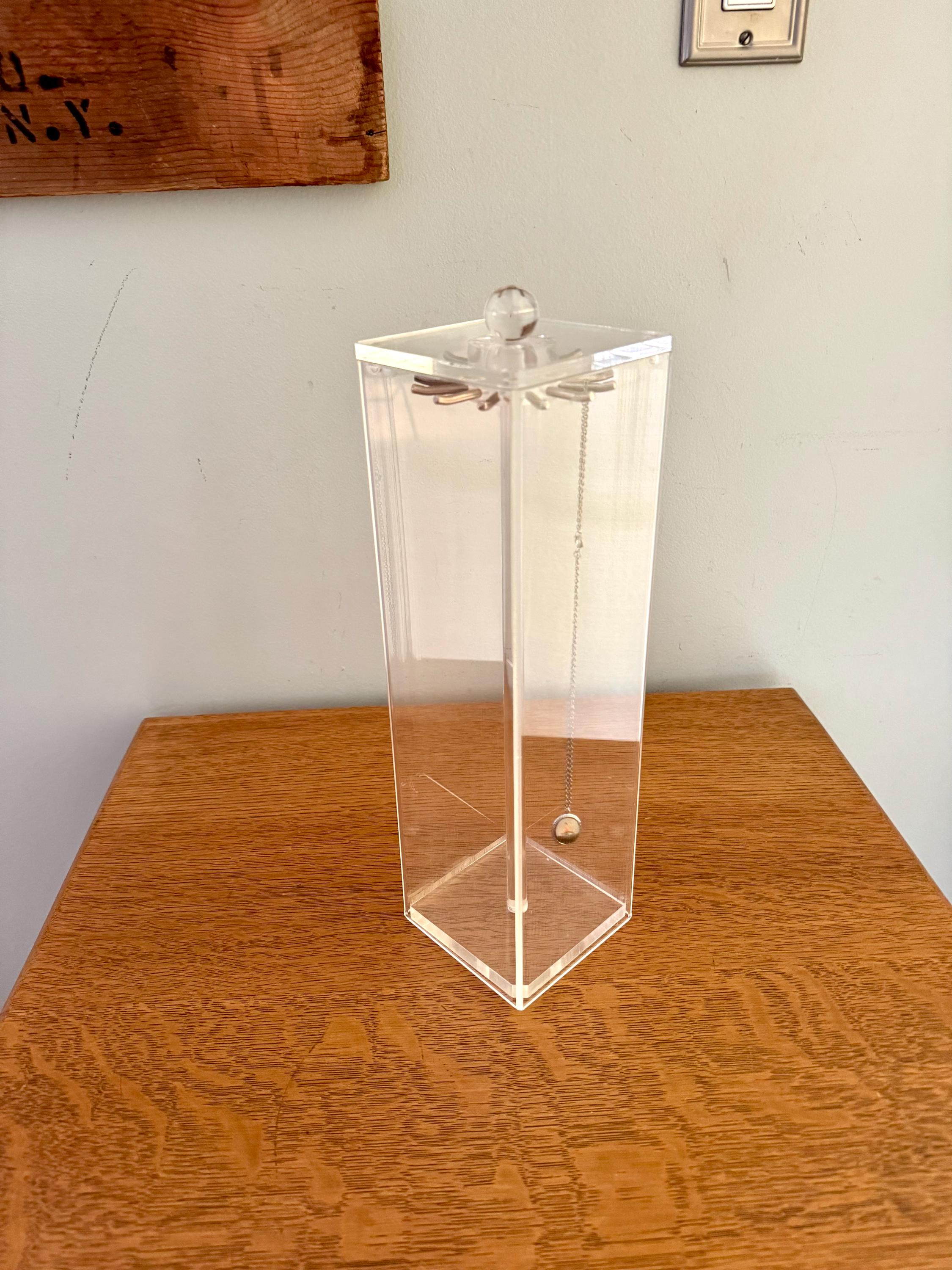 Vtg Acrylic Necklace Stand | Clear Acrylic Hanging Necklace Display | Clear Lucite Style Necklace Display