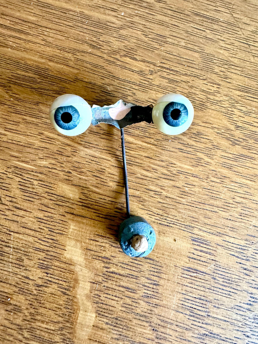 Antique Blue Sleepy Glass Eyes | Glass Doll Eyes | Glass Baby Doll Eyes 2 1/2" wide 3/4" Dia. Eyes with Rocker | Baby Doll Rocker Eyes