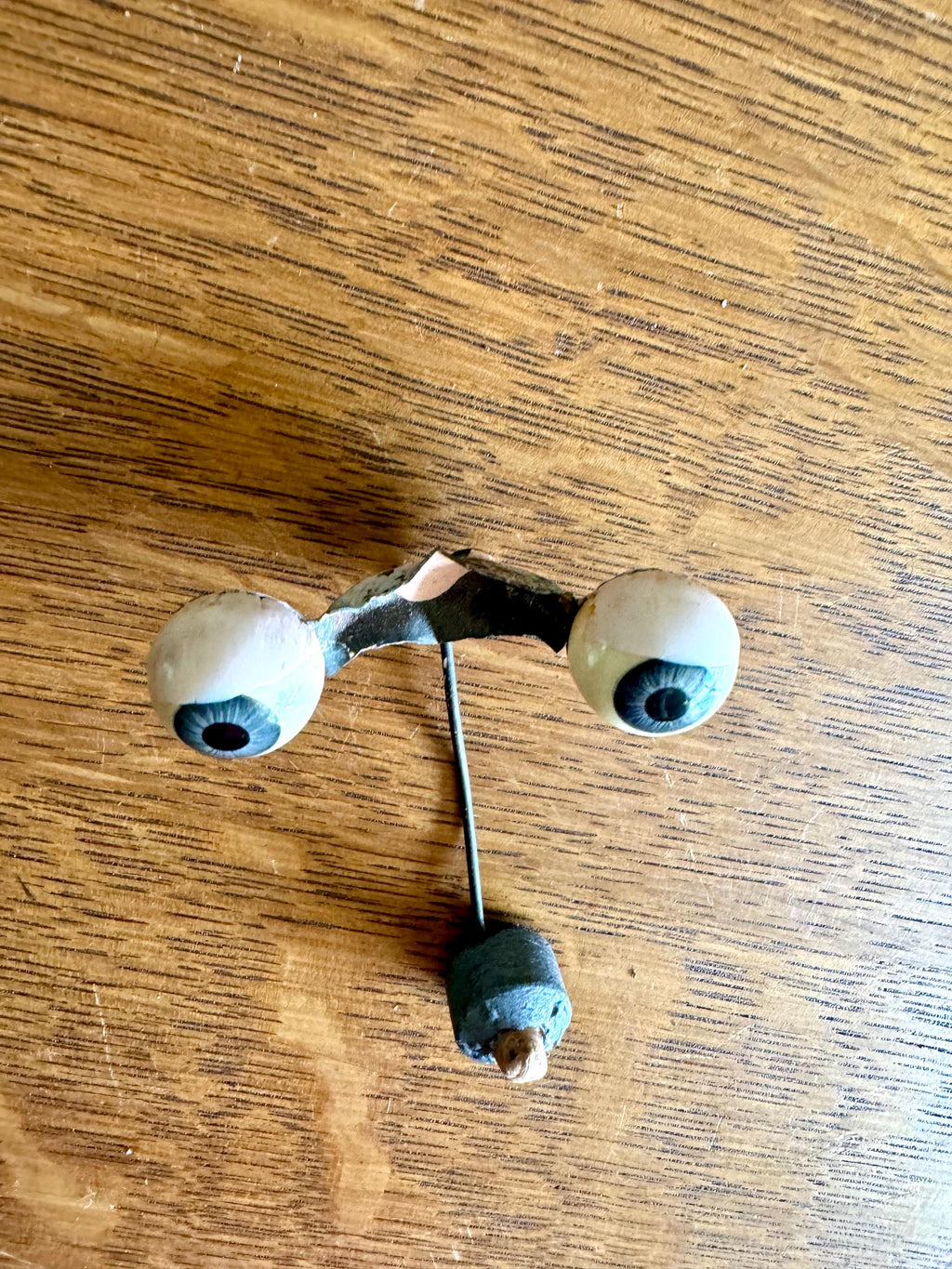 Antique Blue Sleepy Glass Eyes | Glass Doll Eyes | Glass Baby Doll Eyes 2 1/2" wide 3/4" Dia. Eyes with Rocker | Baby Doll Rocker Eyes