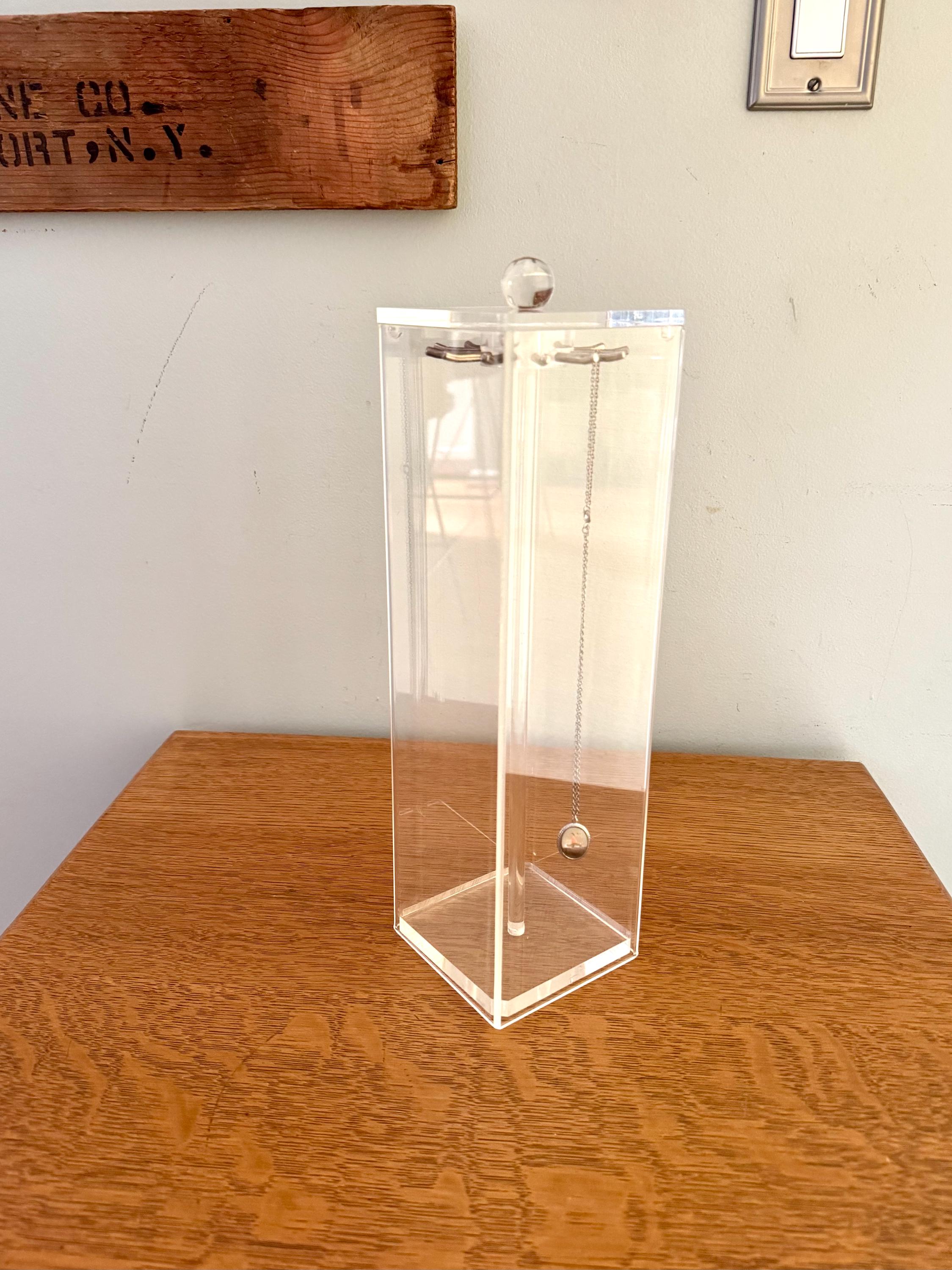 Vtg Acrylic Necklace Stand | Clear Acrylic Hanging Necklace Display | Clear Lucite Style Necklace Display