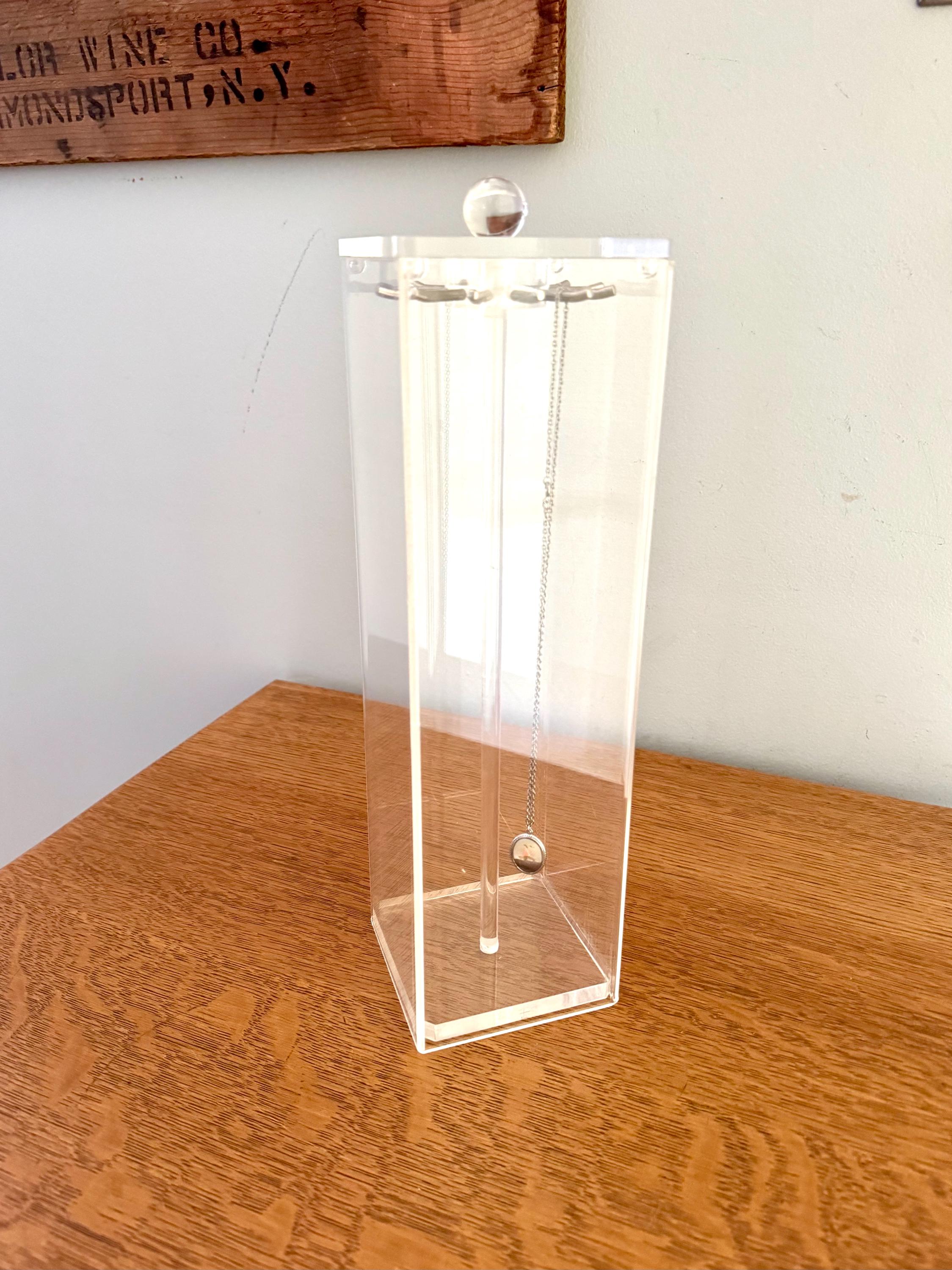 Vtg Acrylic Necklace Stand | Clear Acrylic Hanging Necklace Display | Clear Lucite Style Necklace Display