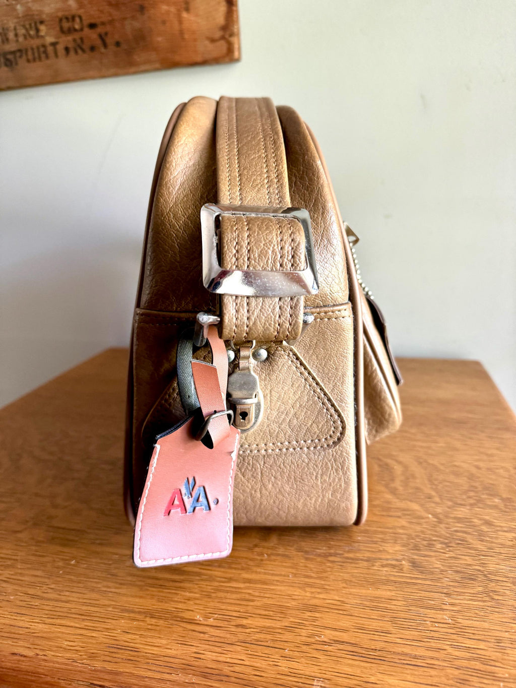 Vtg Brown Escort Shoulder Bag | Brown Vinyl Escort Travel Bag | Vinyl Weekend Bag | Brown Vinyl Shoulder Bag | 60's Vinyl Bag