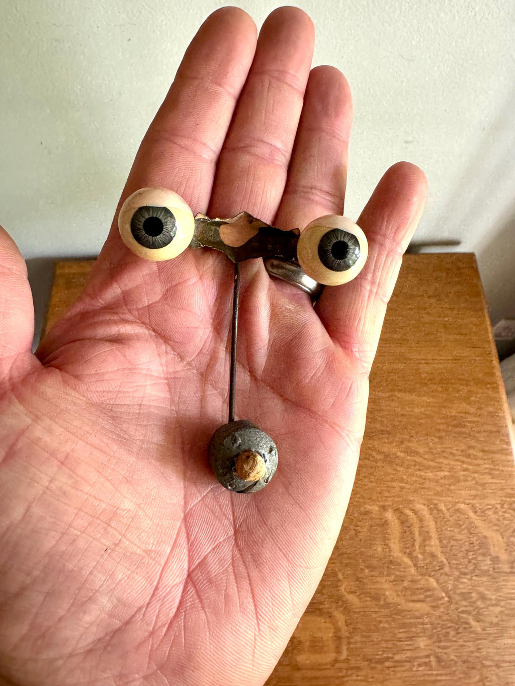 Antique Blue Sleepy Glass Eyes | Glass Doll Eyes | Glass Baby Doll Eyes 2 1/2" wide 3/4" Dia. Eyes with Rocker | Baby Doll Rocker Eyes