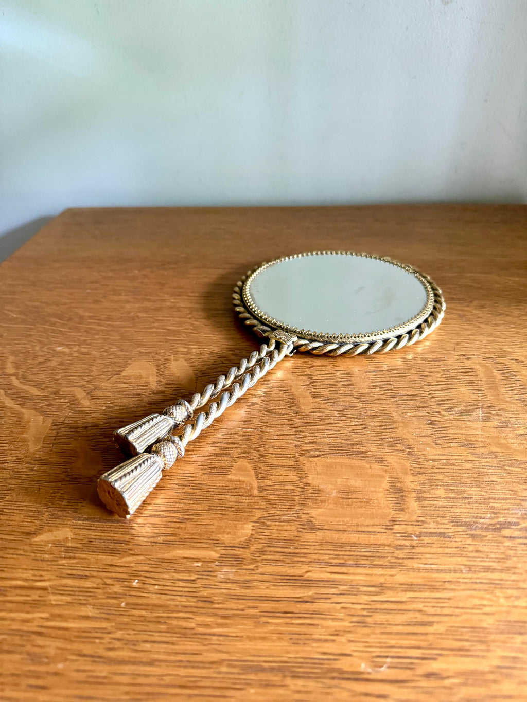 Vtg Stylebuilt Gold Rope Style Hand Mirror | Gold Gilded Double Sided Vanity Mirror | Ornate Magnifying Gold Rope Hand Mirror