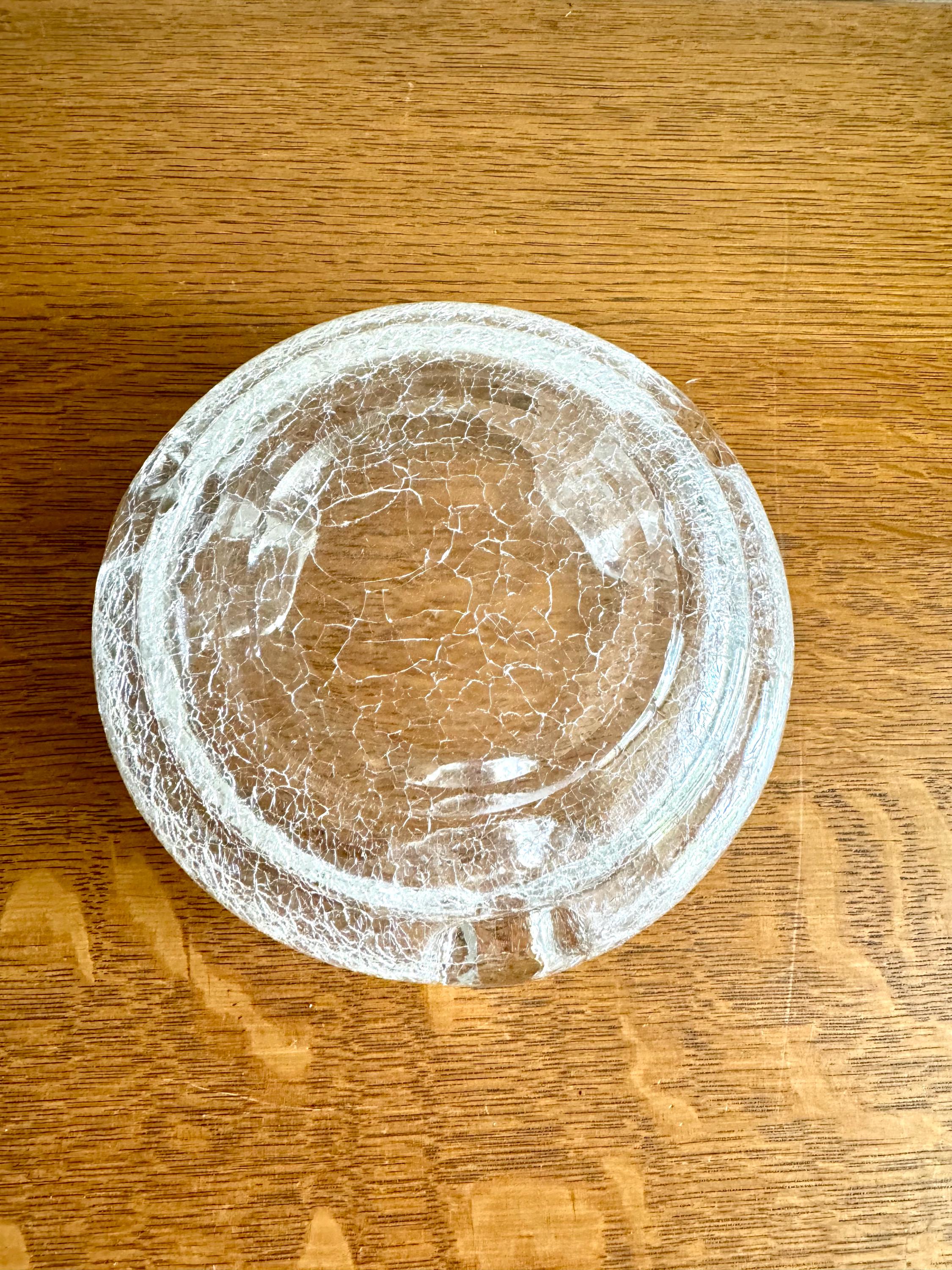 Vtg Clear Crackle Viking Glass Ashtray | Crackle Glass Cigar Ashtray | Clear Crackle Glass Ashtray | MCM Cigar Ashtray