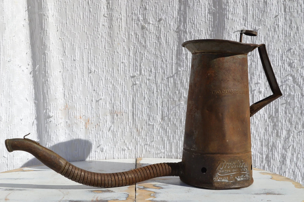 Distressed Brookins Oil Can | Antique Rustic Oil Can | No Spill Oil Can | Steampunk Oil Can | Fluid Container | Old Oil Can | Vintage Service Station