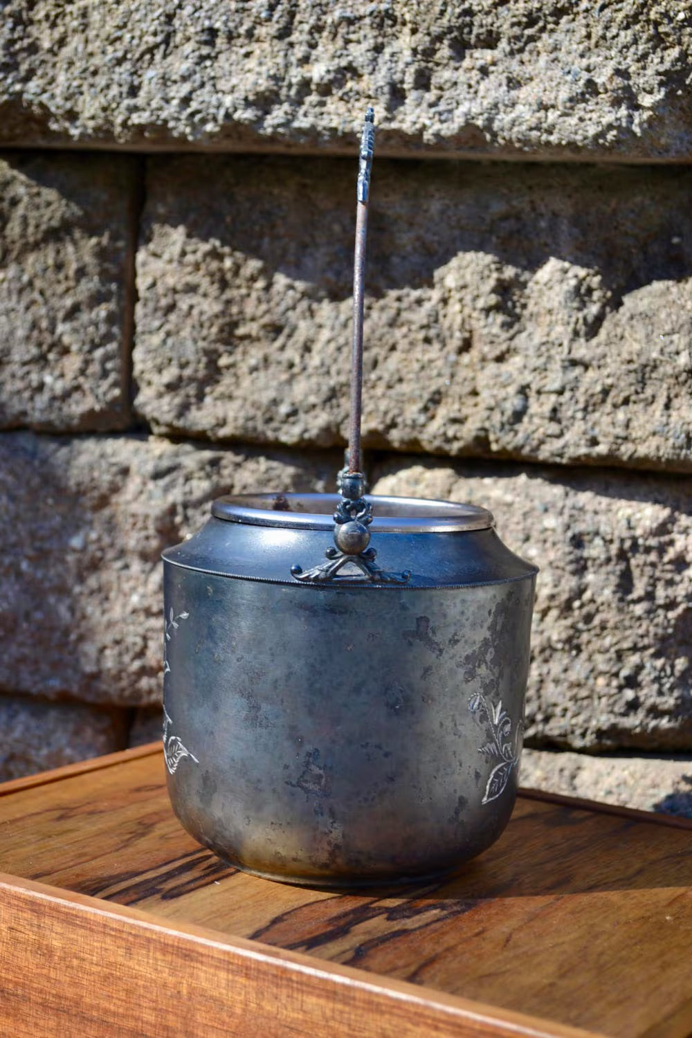 New Amsterdam Silver Co. Quadruple Plated Canister | Quadruple Silver Plated Bucket | Floral Etched Silver Sugar Bowl 1800's Silver Plated