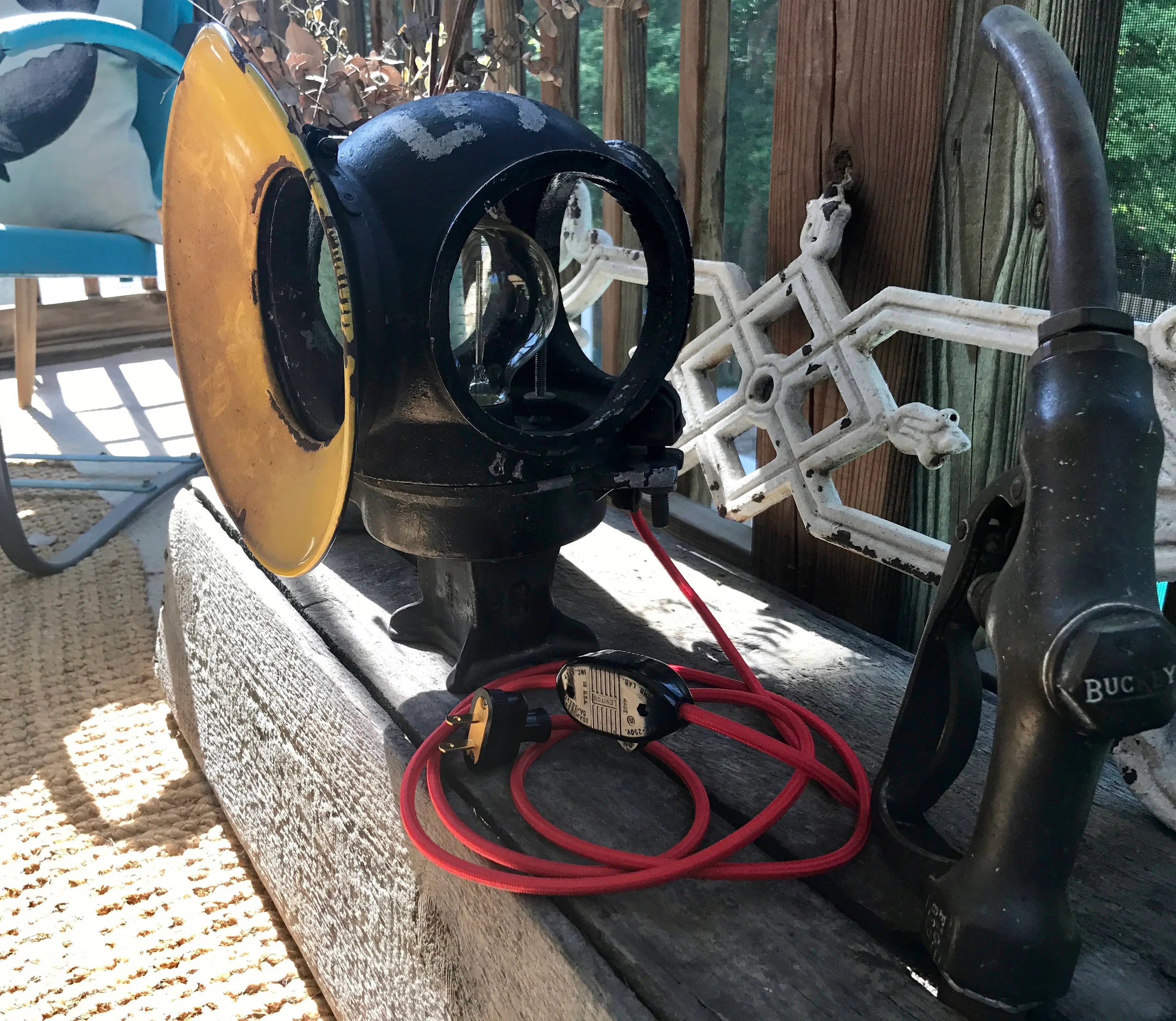 Rustic Railroad Signal Light | Upcycled Railroad Lamp | Steampunk Lamp | Railroad Decor Light | Vintage Railroad Switch Lantern | Repurposed