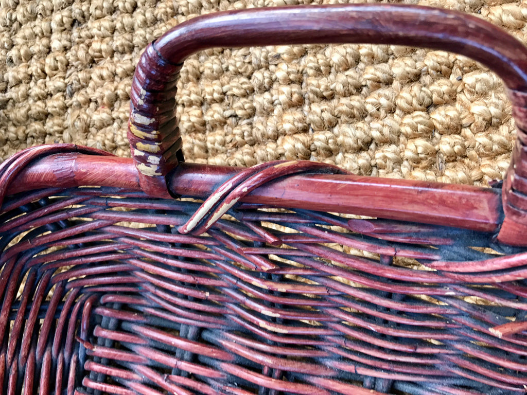 Wicker Bread Basket | Rustic Wicker Storage | 80's Bohemian Basket | Wall Wicker Basket | Flat Rattan Basket | Beach House Decor