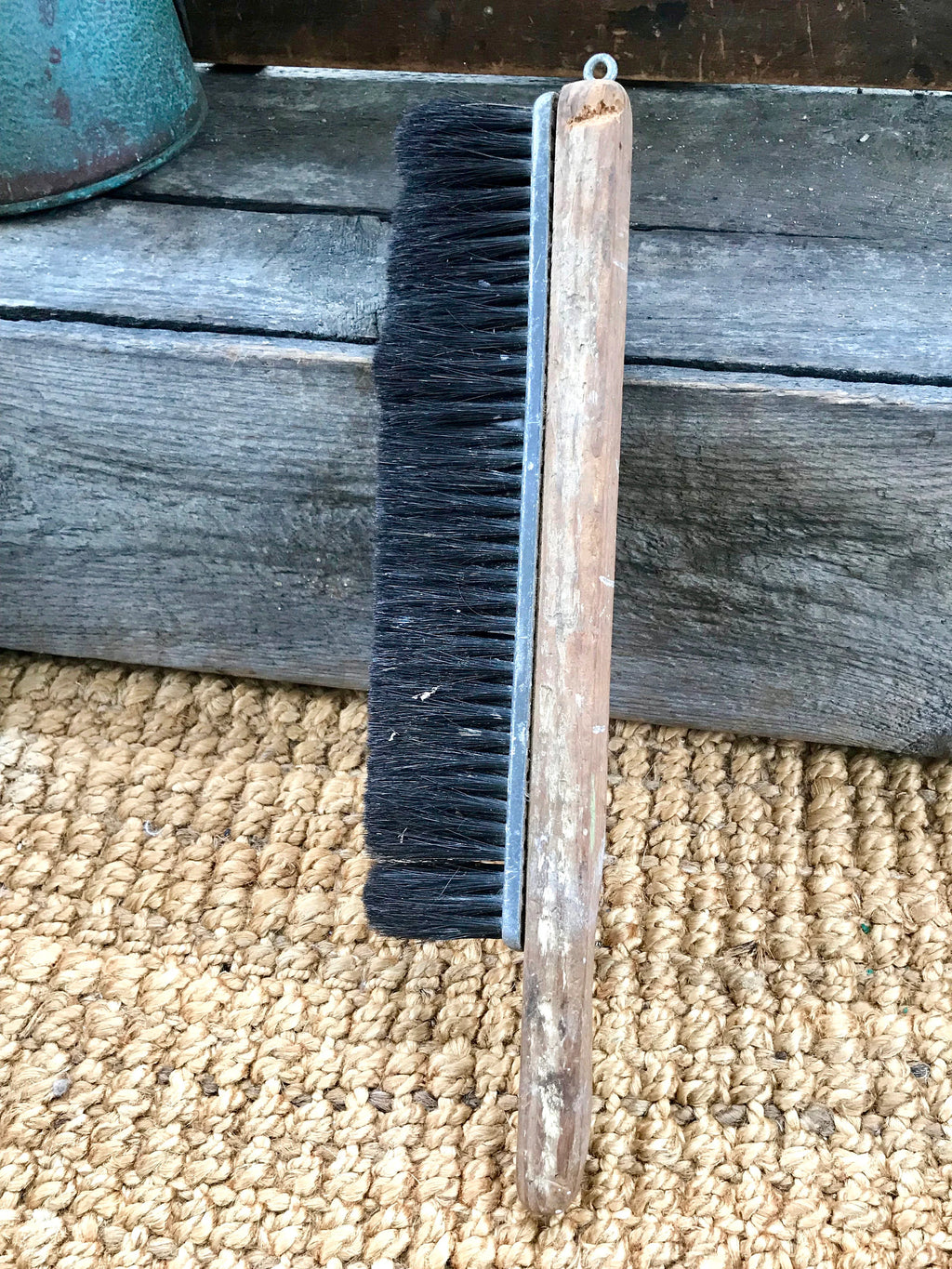 Vtg Large Wood Handled Wall Paper Brush | Rustic Bristle Brush | Dusting Bush | Rustic Wall Hanging | Table Brush | Rustic Tools