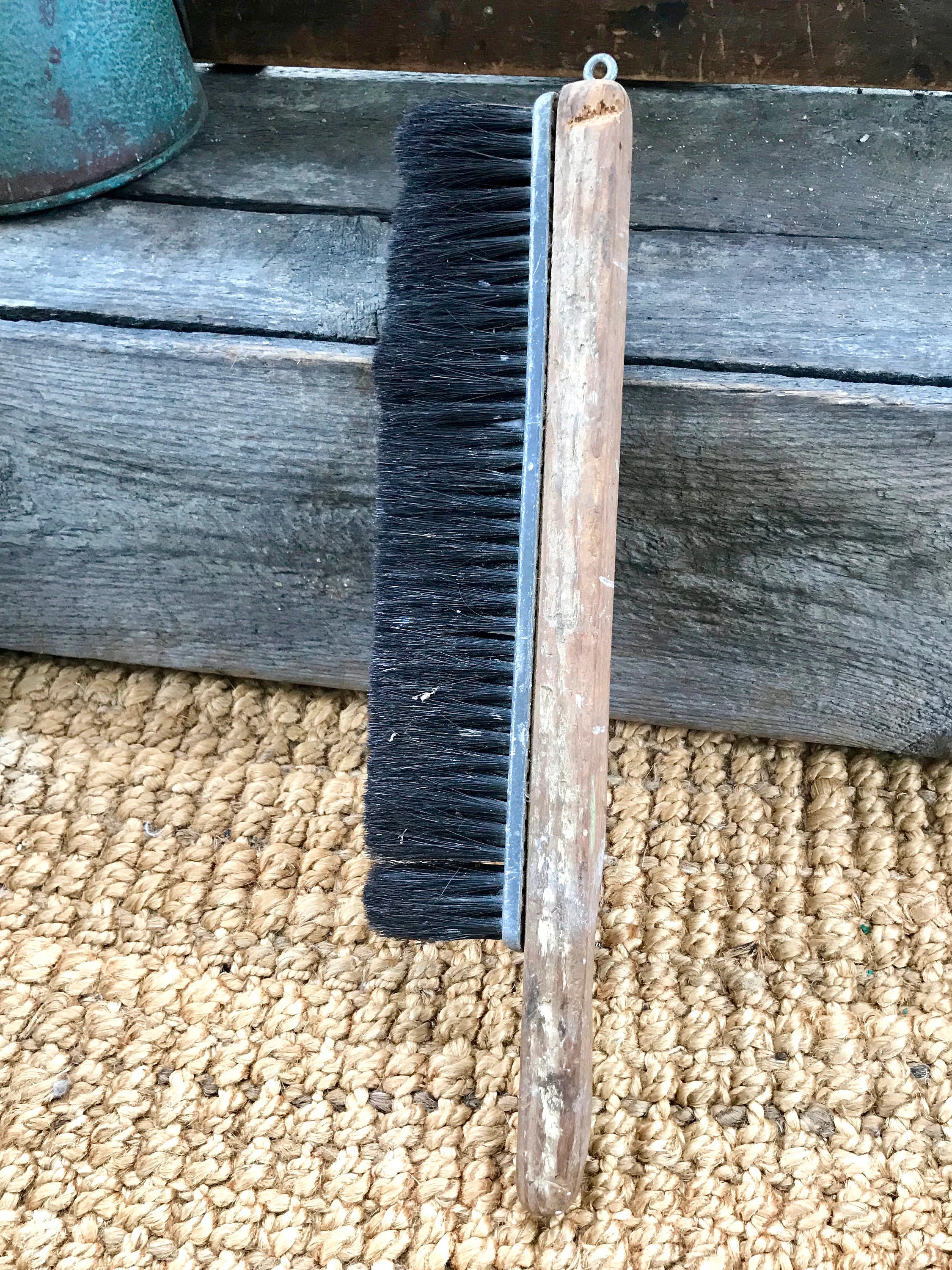 Vtg Large Wood Handled Wall Paper Brush | Rustic Bristle Brush | Dusting Bush | Rustic Wall Hanging | Table Brush | Rustic Tools