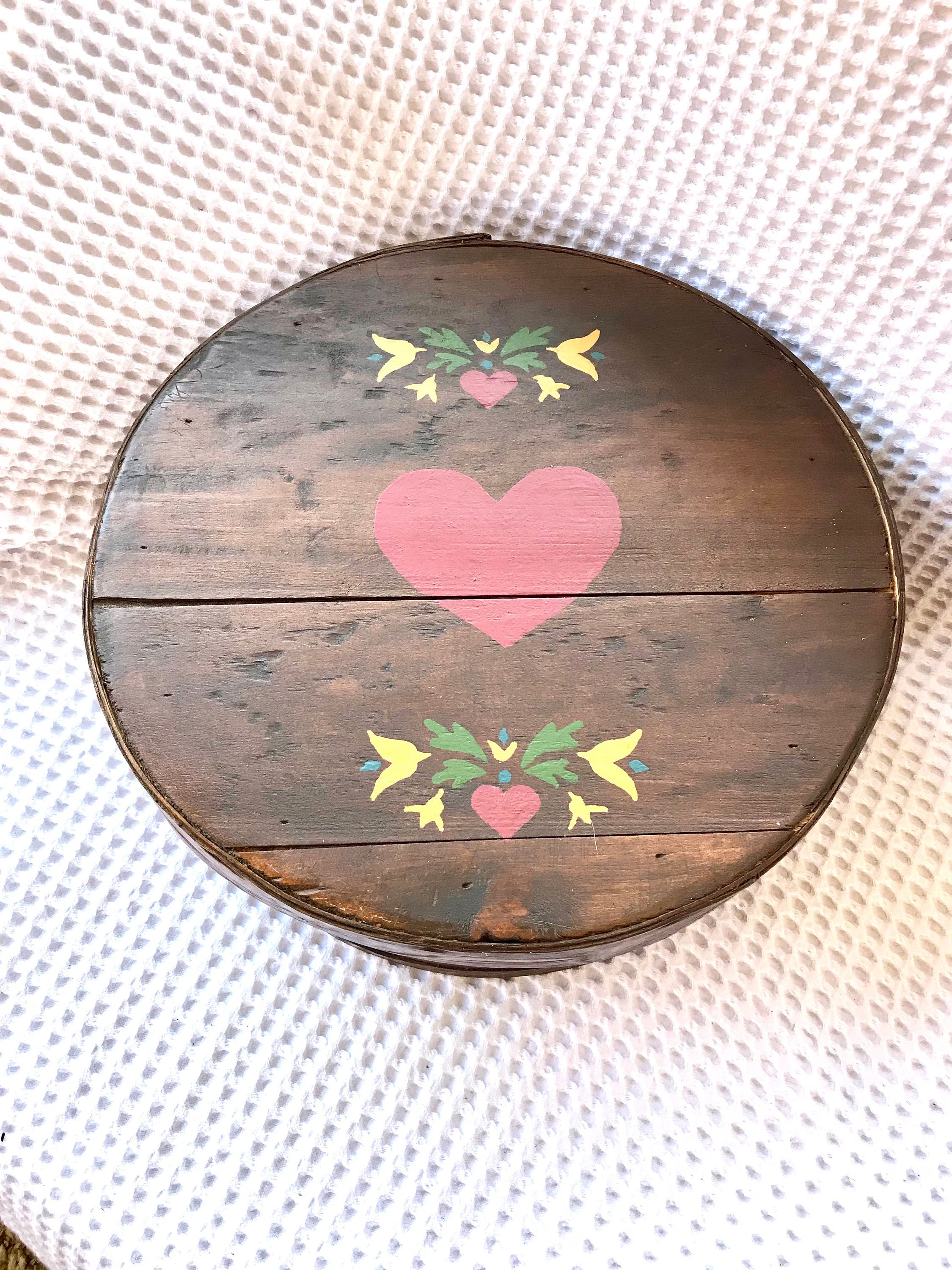 Vtg Dufeck's Cheese Box | Round Wooden Cheese Container | Sewing Box | Wooden Storage Box | Lined Cheese Box | Painted Cheese Box