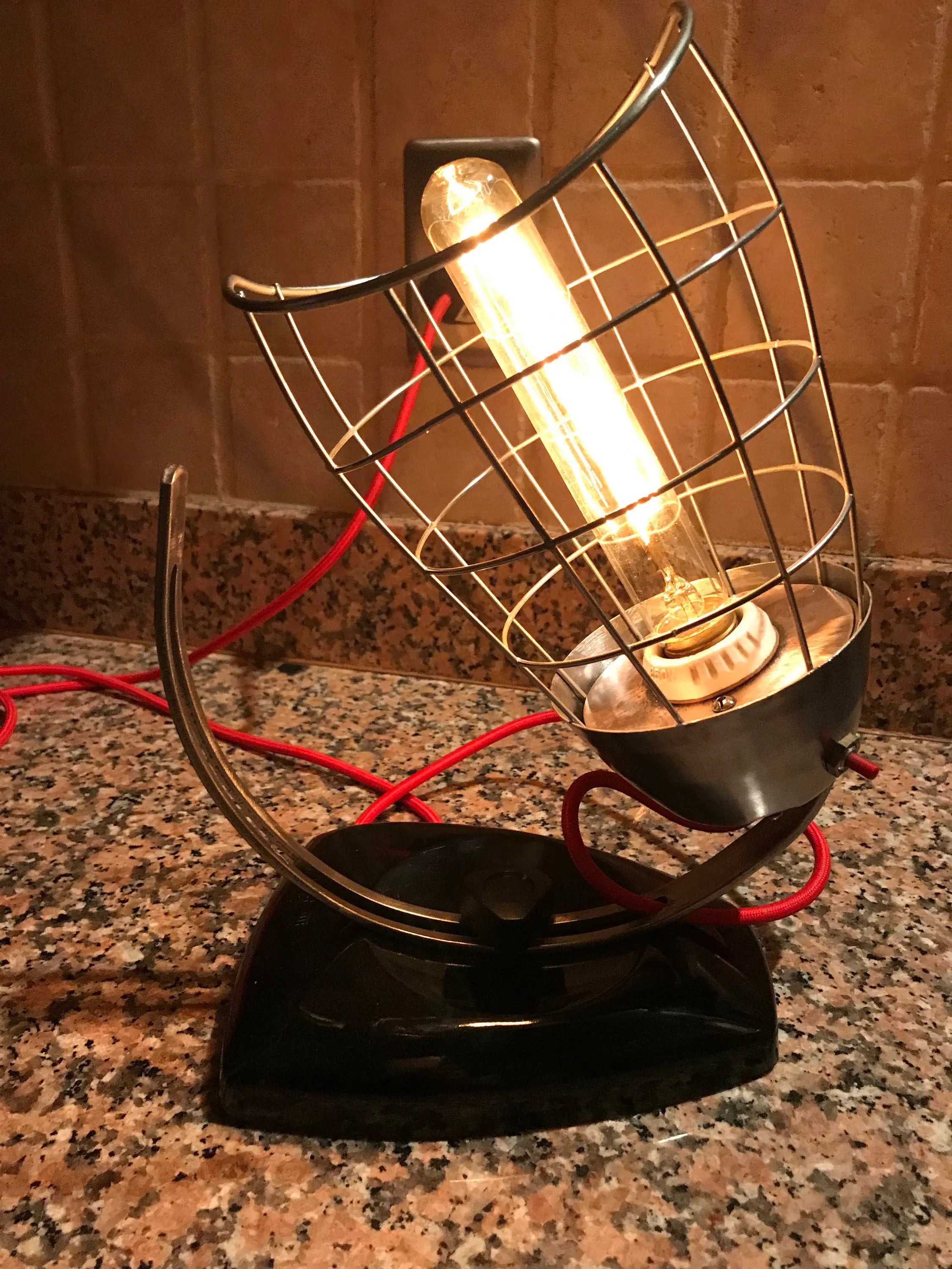 Repurposed Vintage Heat Lamp | Mid Century Industrial Wall Sconce | Rustic Desk Lamp | Steampunk Style Decor | Reclaimed Lighting| Raw Metal