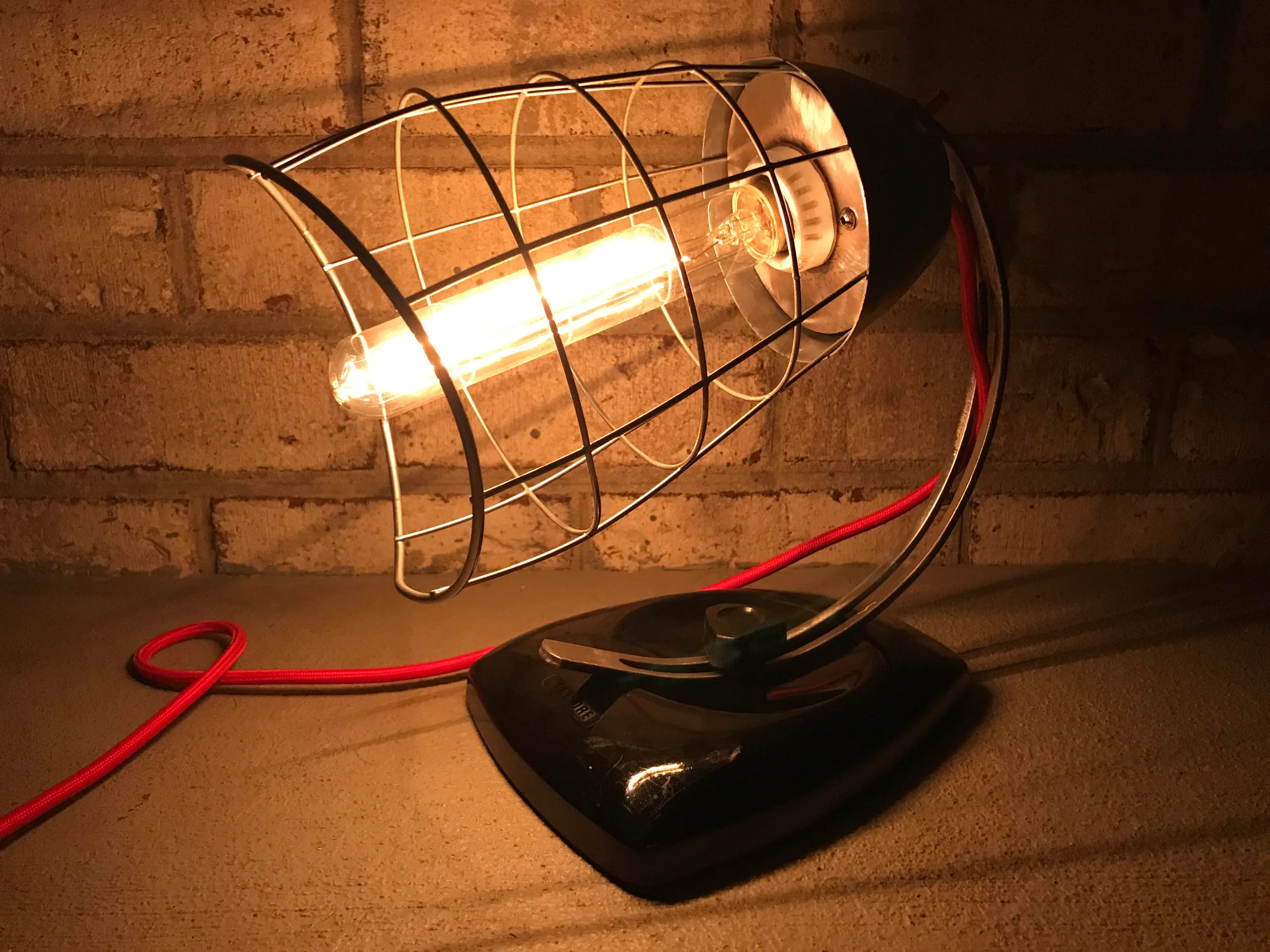 Repurposed Vintage Heat Lamp | Mid Century Industrial Wall Sconce | Rustic Desk Lamp | Steampunk Style Decor | Reclaimed Lighting| Raw Metal
