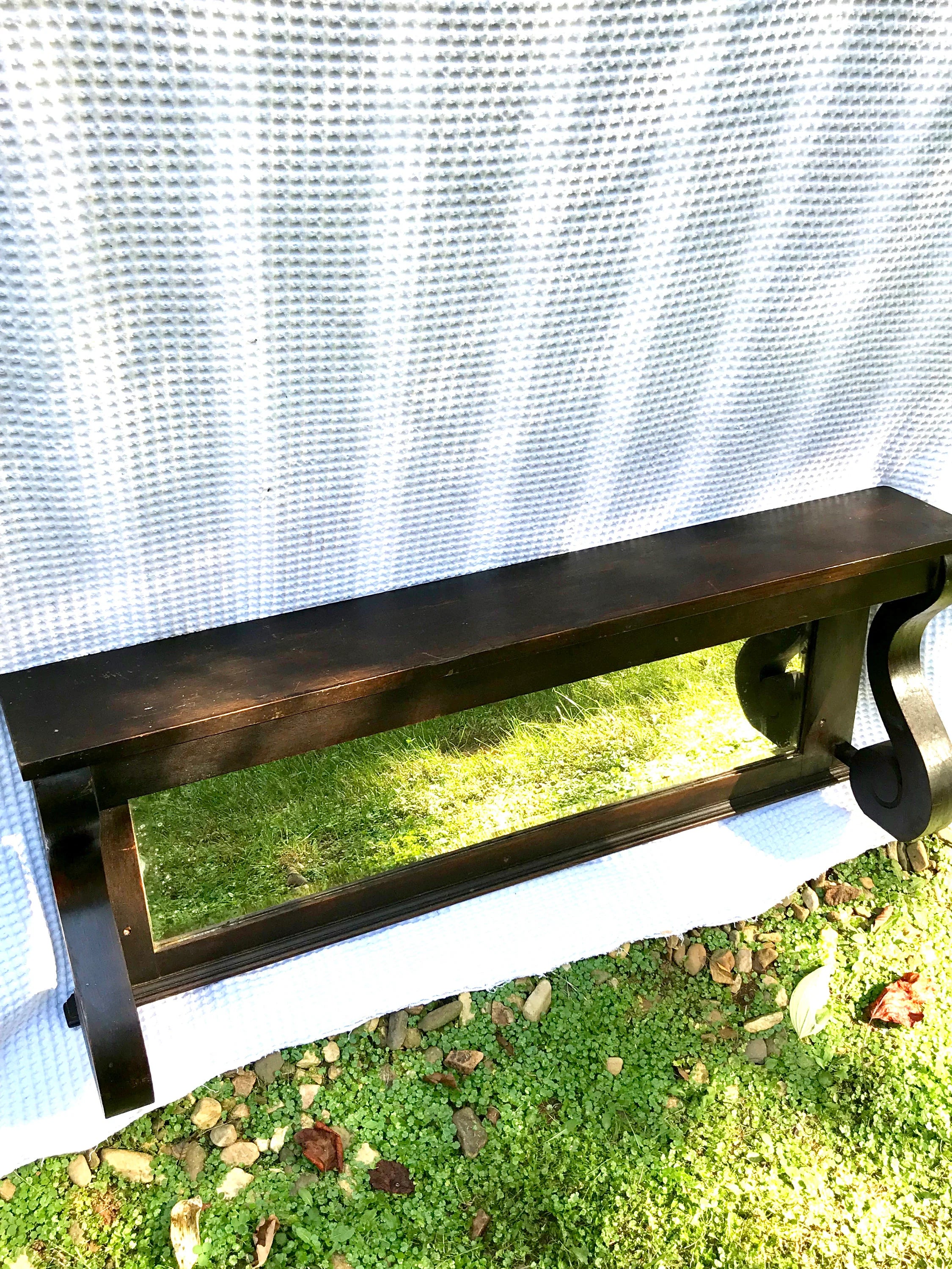 Antique Wooden Mantel with Mirror | Mantel with Corbels | Beveled Mirror | Antique Shelf with Mirror | Fireplace Mantel | Antique Headboard