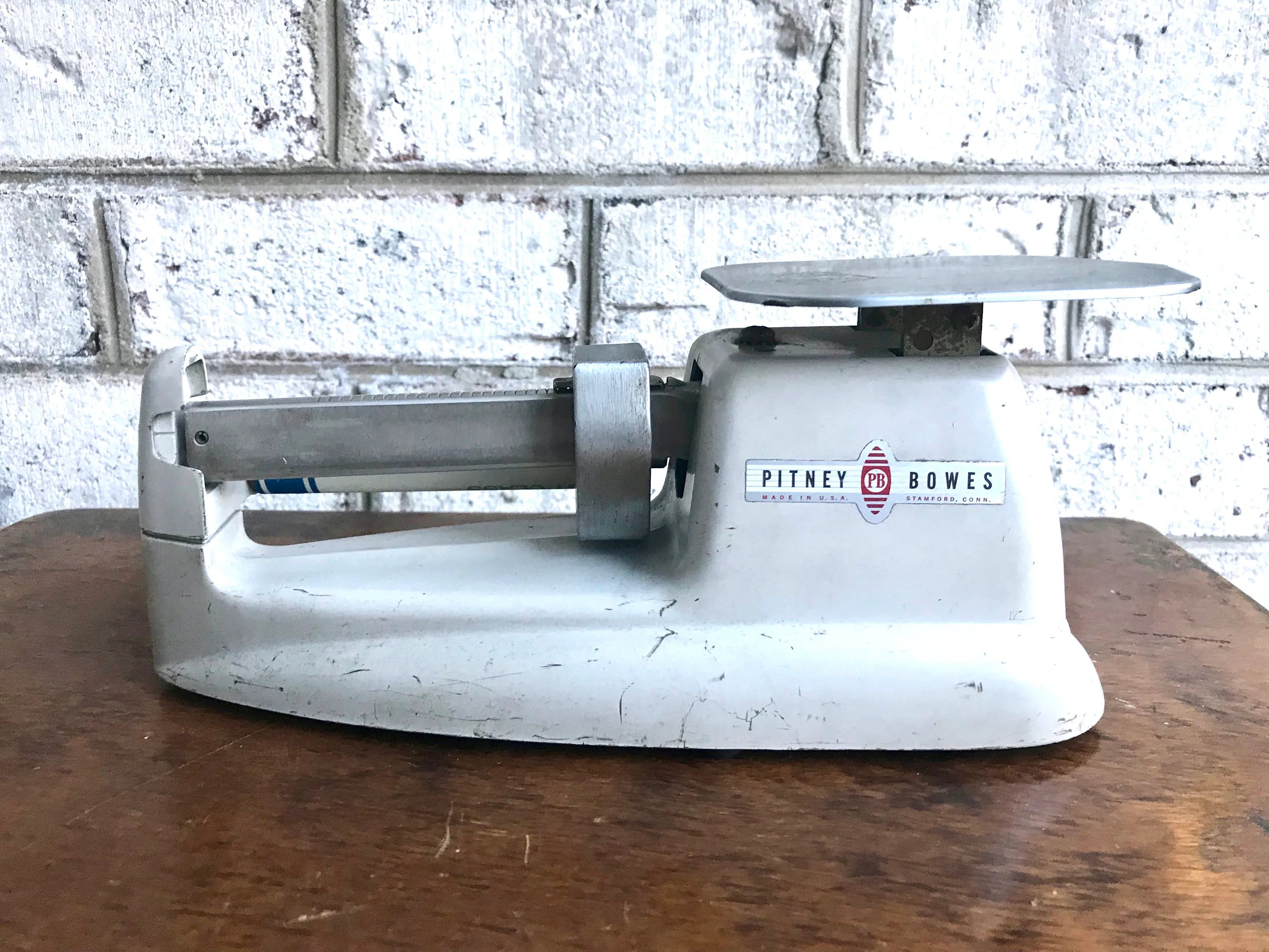 Vtg Pitney Bowes Postal Scale | PB Postal Air Mail Scale | Industrial Decor | Metal Counter Weight Scale | Postage Scale