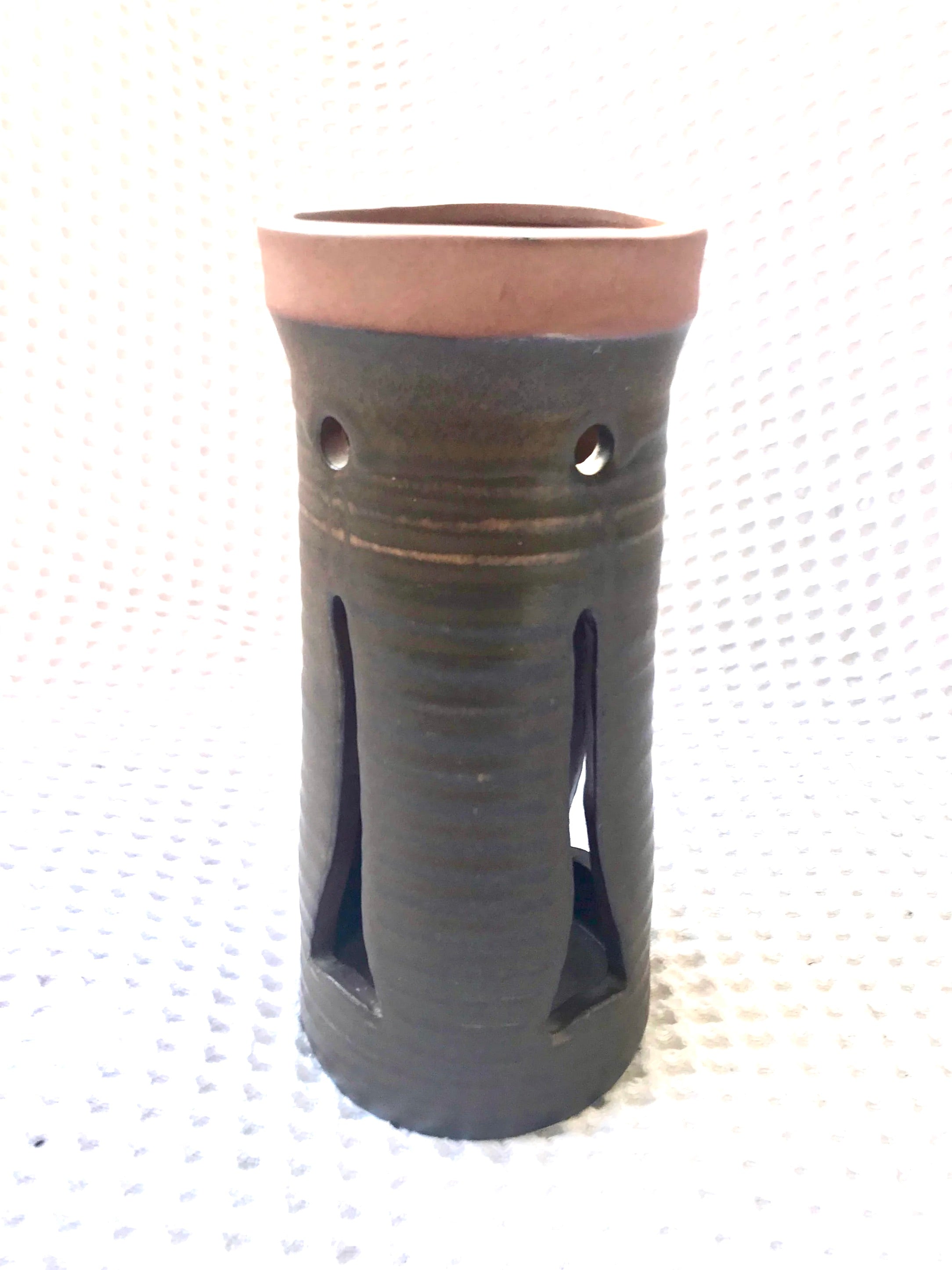 Designs West Pottery Candle Holder | Vintage Designs West Stoneware Dry Vase | Stoneware Decor | Turned Pottery