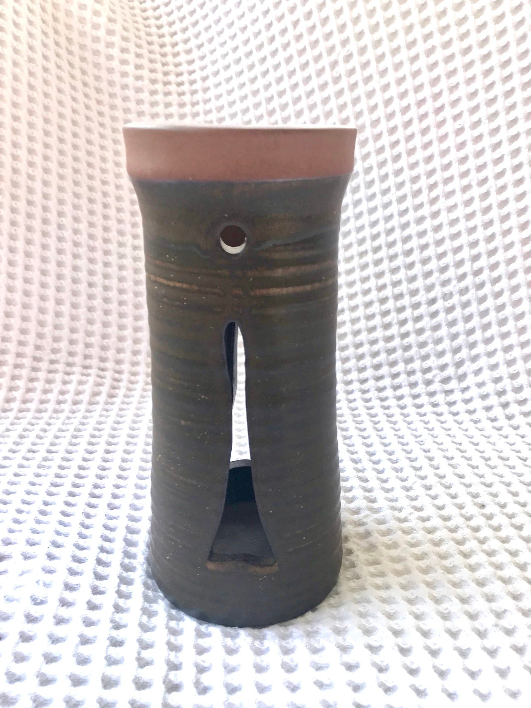 Designs West Pottery Candle Holder | Vintage Designs West Stoneware Dry Vase | Stoneware Decor | Turned Pottery