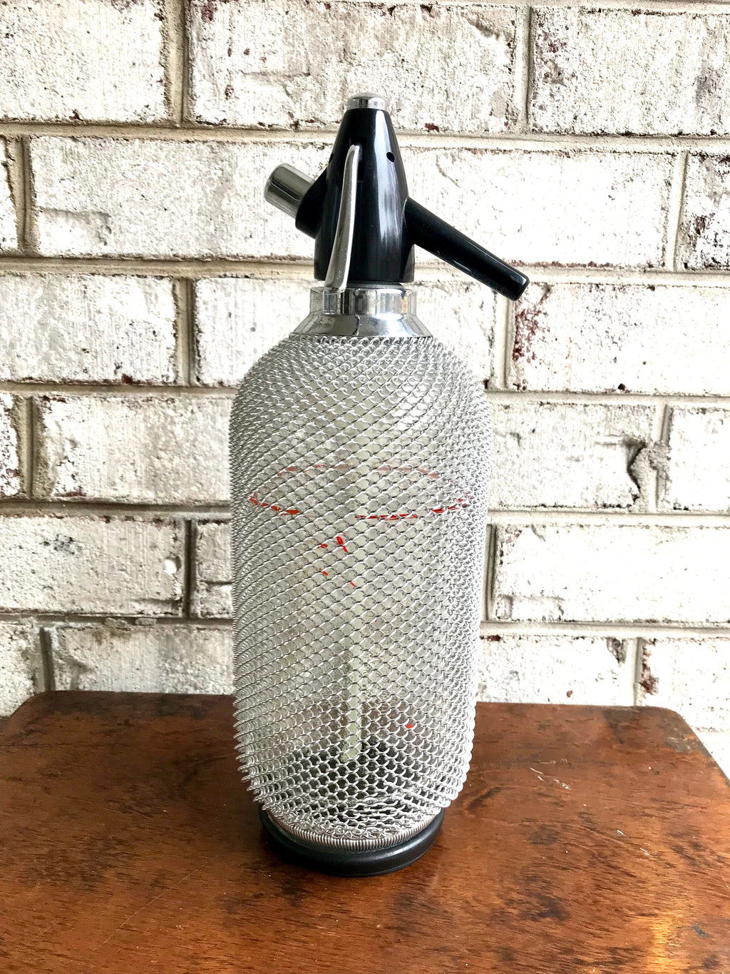 Czech Syphon Seltzer Bottle | Retro Bar Decor | Soda Syphon | Metal Mesh Seltzer Bottle | Mad Men Decor | Retro Barware |