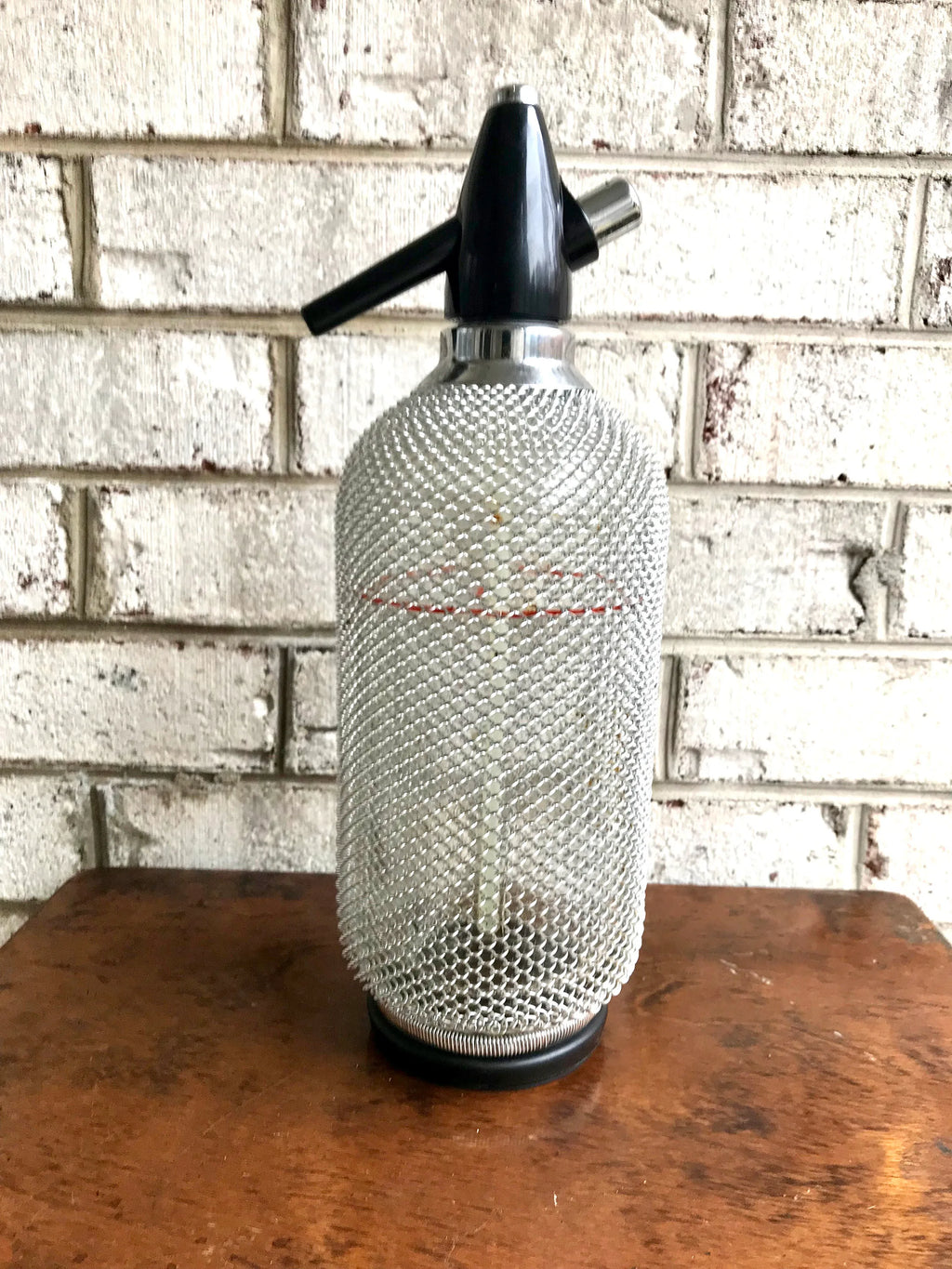 Czech Syphon Seltzer Bottle | Retro Bar Decor | Soda Syphon | Metal Mesh Seltzer Bottle | Mad Men Decor | Retro Barware |