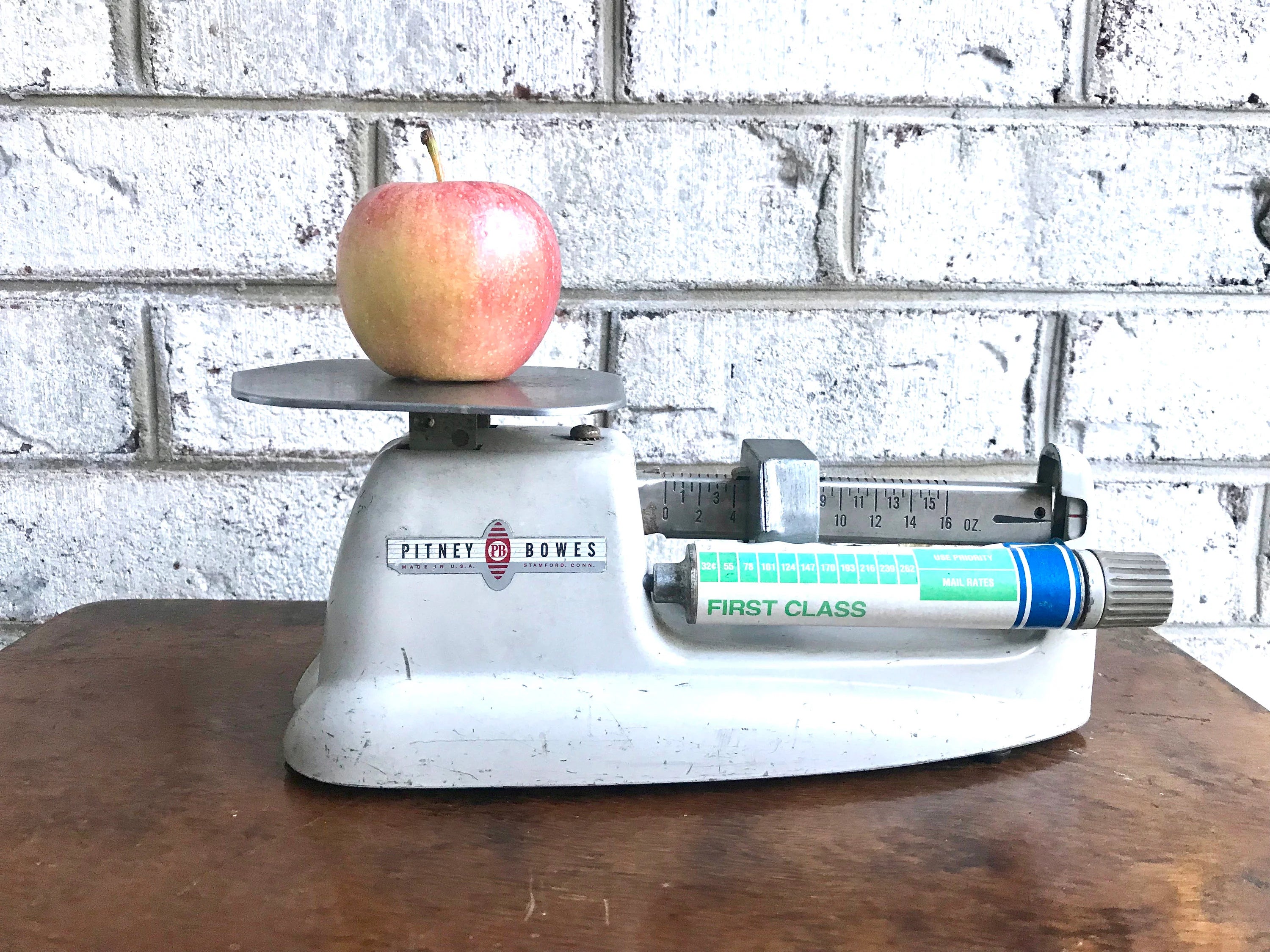 Vtg Pitney Bowes Postal Scale | PB Postal Air Mail Scale | Industrial Decor | Metal Counter Weight Scale | Postage Scale
