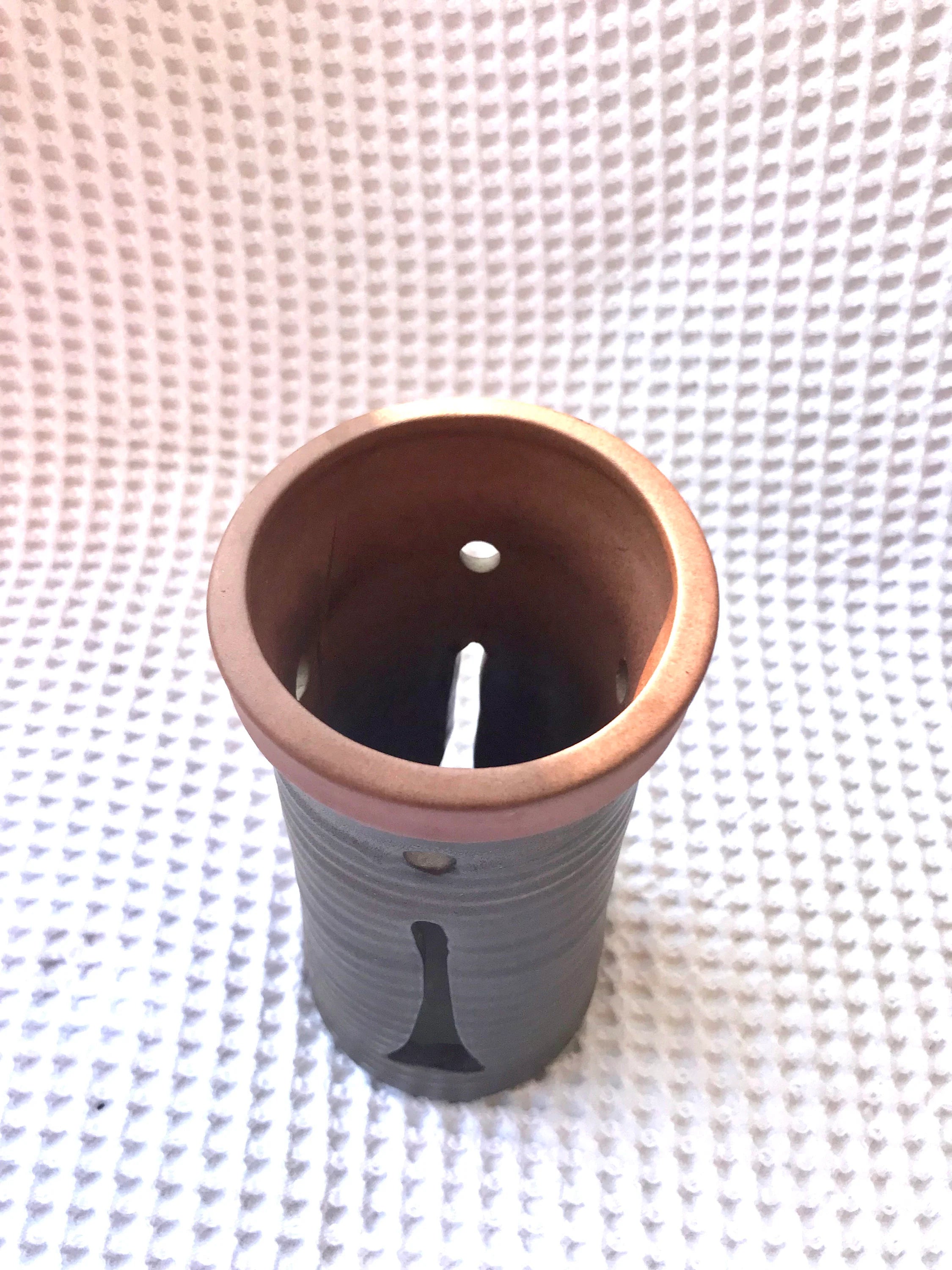 Designs West Pottery Candle Holder | Vintage Designs West Stoneware Dry Vase | Stoneware Decor | Turned Pottery