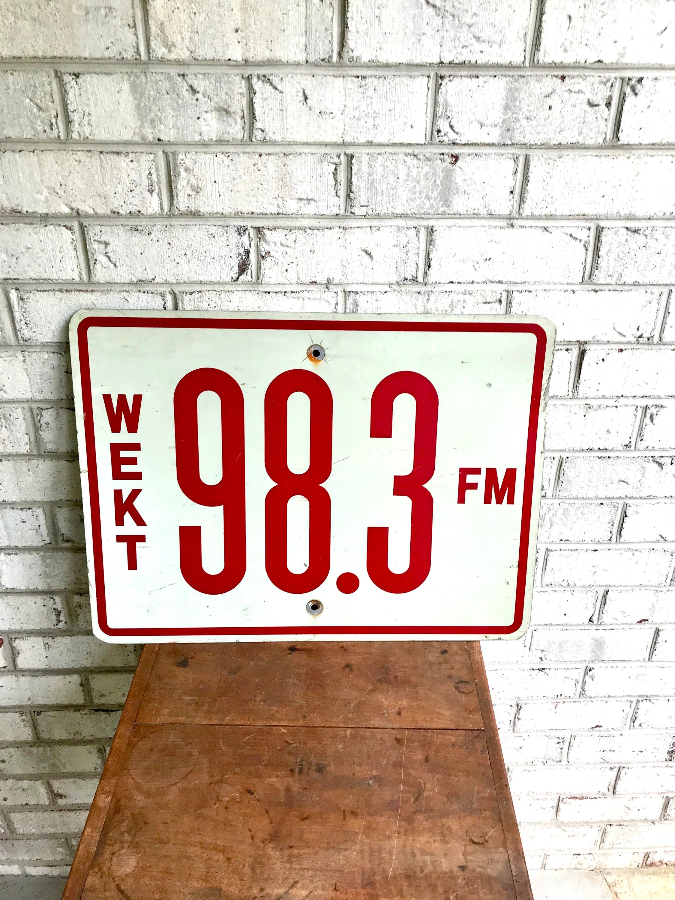 Vtg Radio Station Sign | 98.3 FM. Radio Station Sign | WEKT | Walter Taylor | Taylor Aviation | Taylor Winery